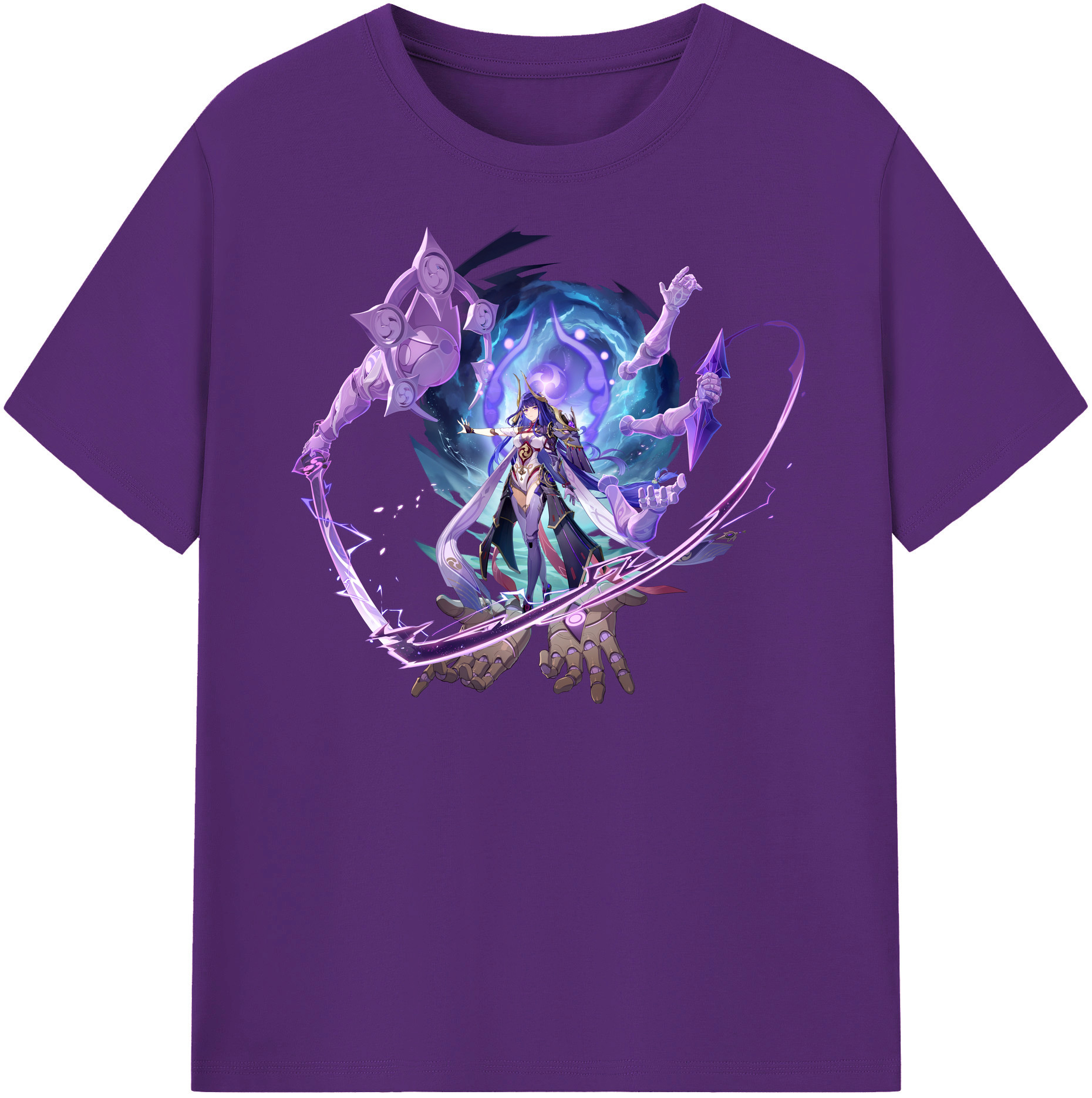 げんし神 雷電将軍 らいでんしょうぐん genshin Raiden Shogun 綿100％半袖Tシャツ（フロントプリント）