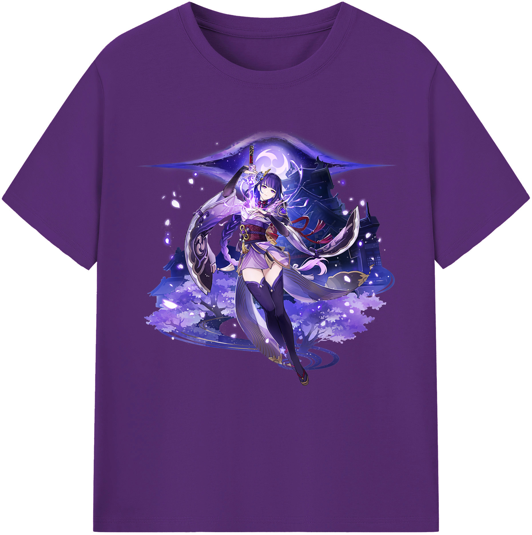 げんし神 雷電将軍 らいでんしょうぐん genshin Raiden Shogun 綿100％半袖Tシャツ（フロントプリント）