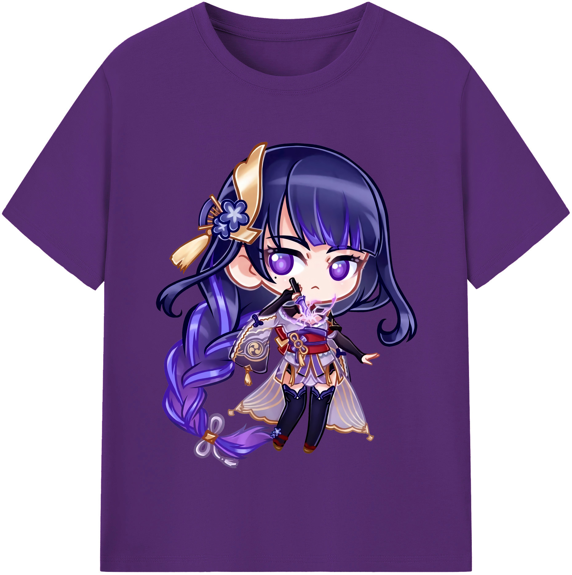 げんし神 雷電将軍 らいでんしょうぐん genshin Raiden Shogun 綿100％半袖Tシャツ（フロントプリント）