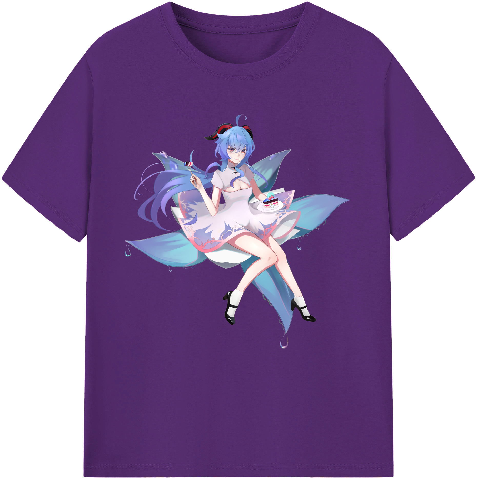 げんし神 甘雨 かんう genshin Ganyu 綿100％半袖Tシャツ（フロントプリント）