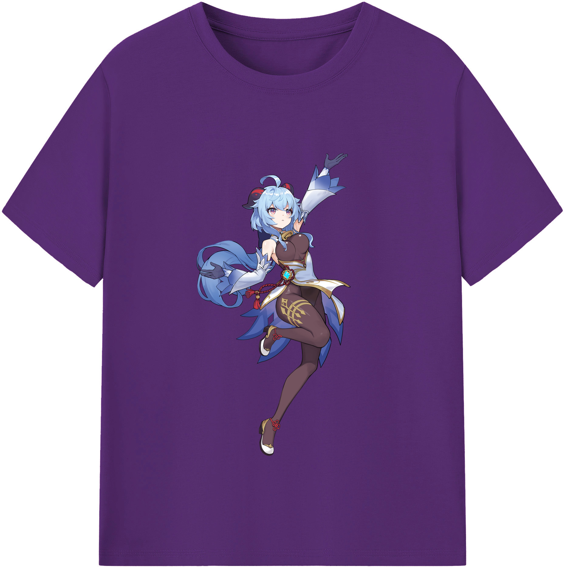 げんし神 甘雨 かんう genshin Ganyu 綿100％半袖Tシャツ（フロントプリント）
