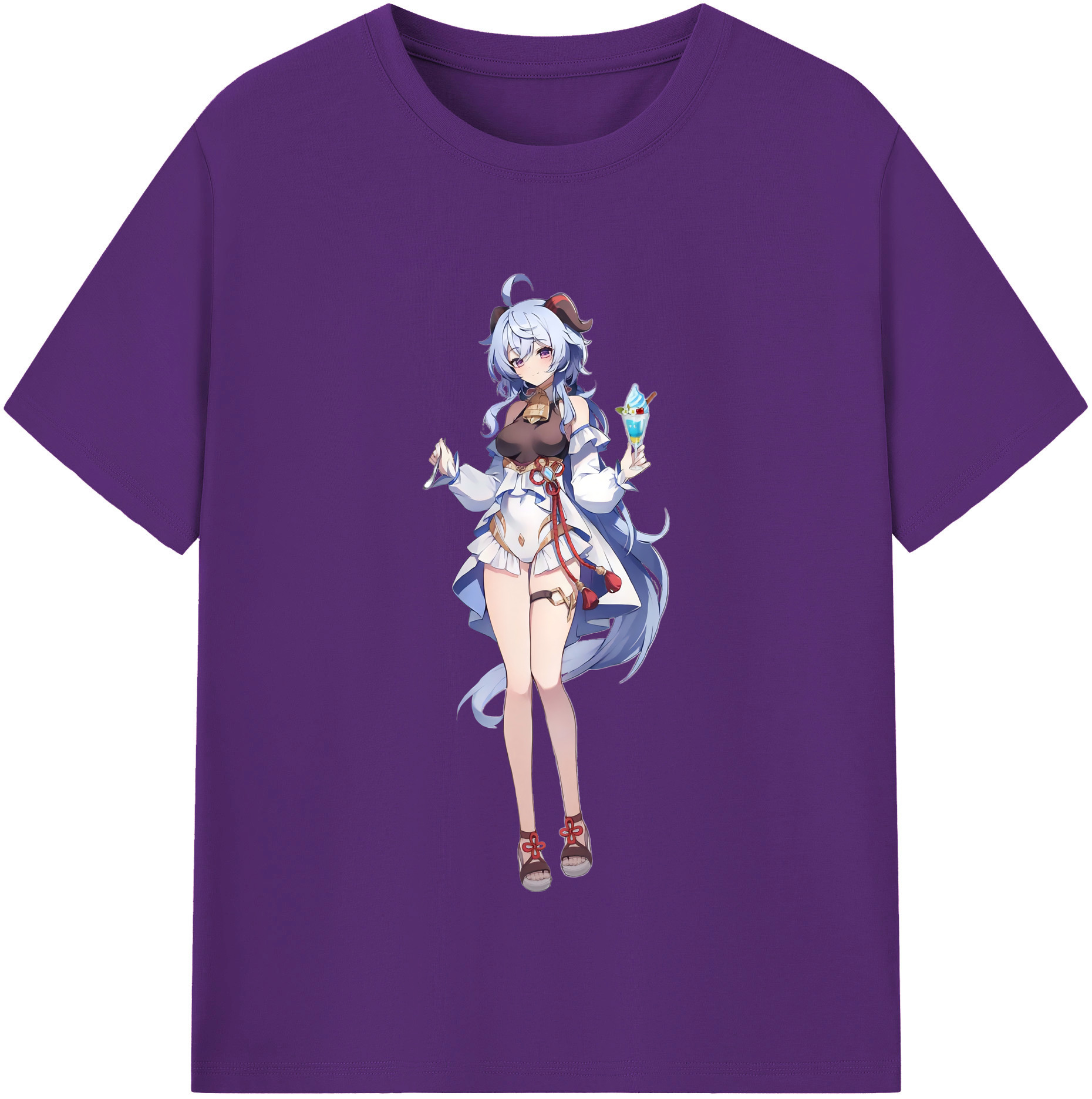げんし神 甘雨 かんう genshin Ganyu 綿100％半袖Tシャツ（フロントプリント）