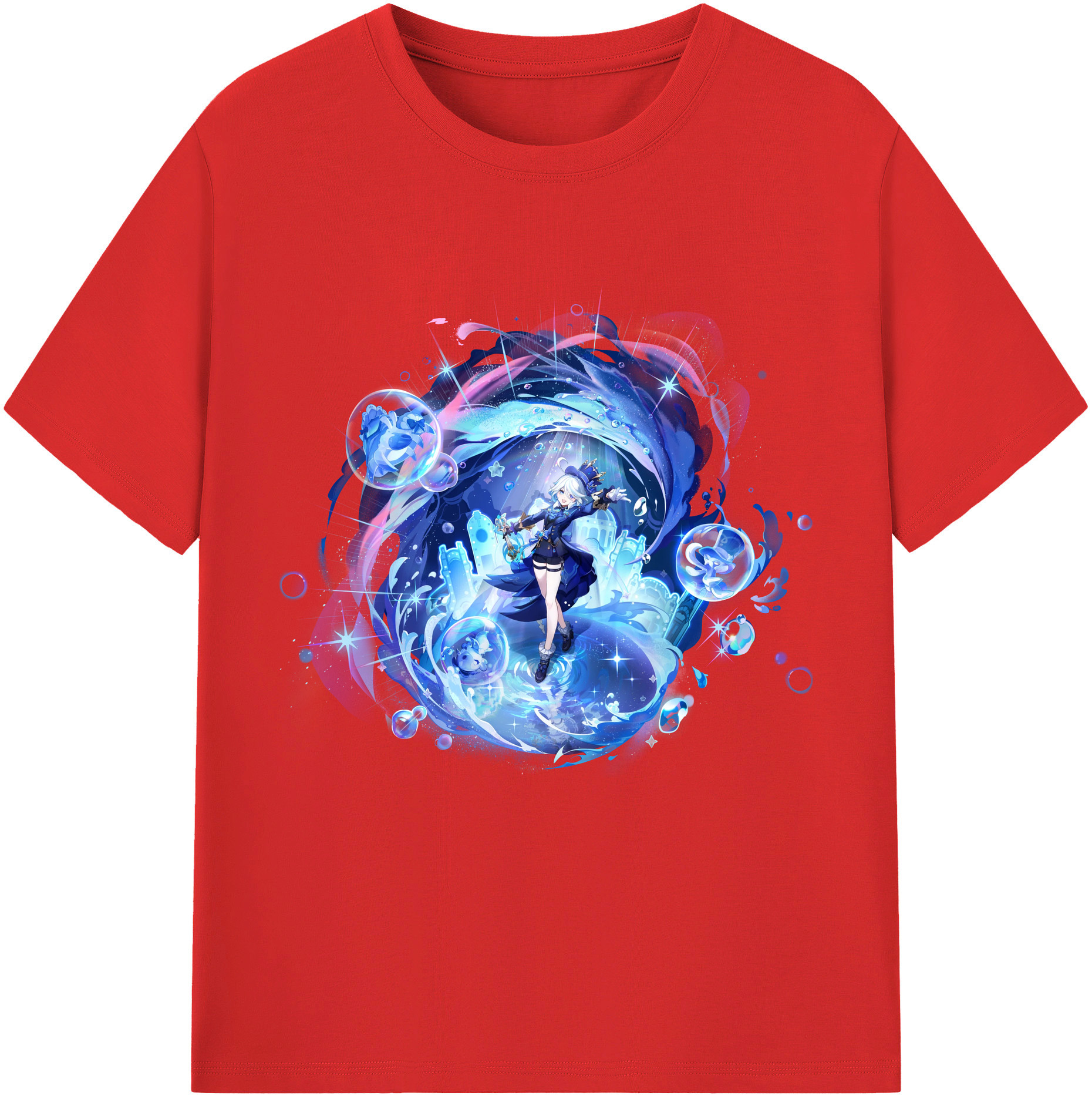 げんし神 フリーナ genshin Furina 綿100％半袖Tシャツ（フロントプリント）