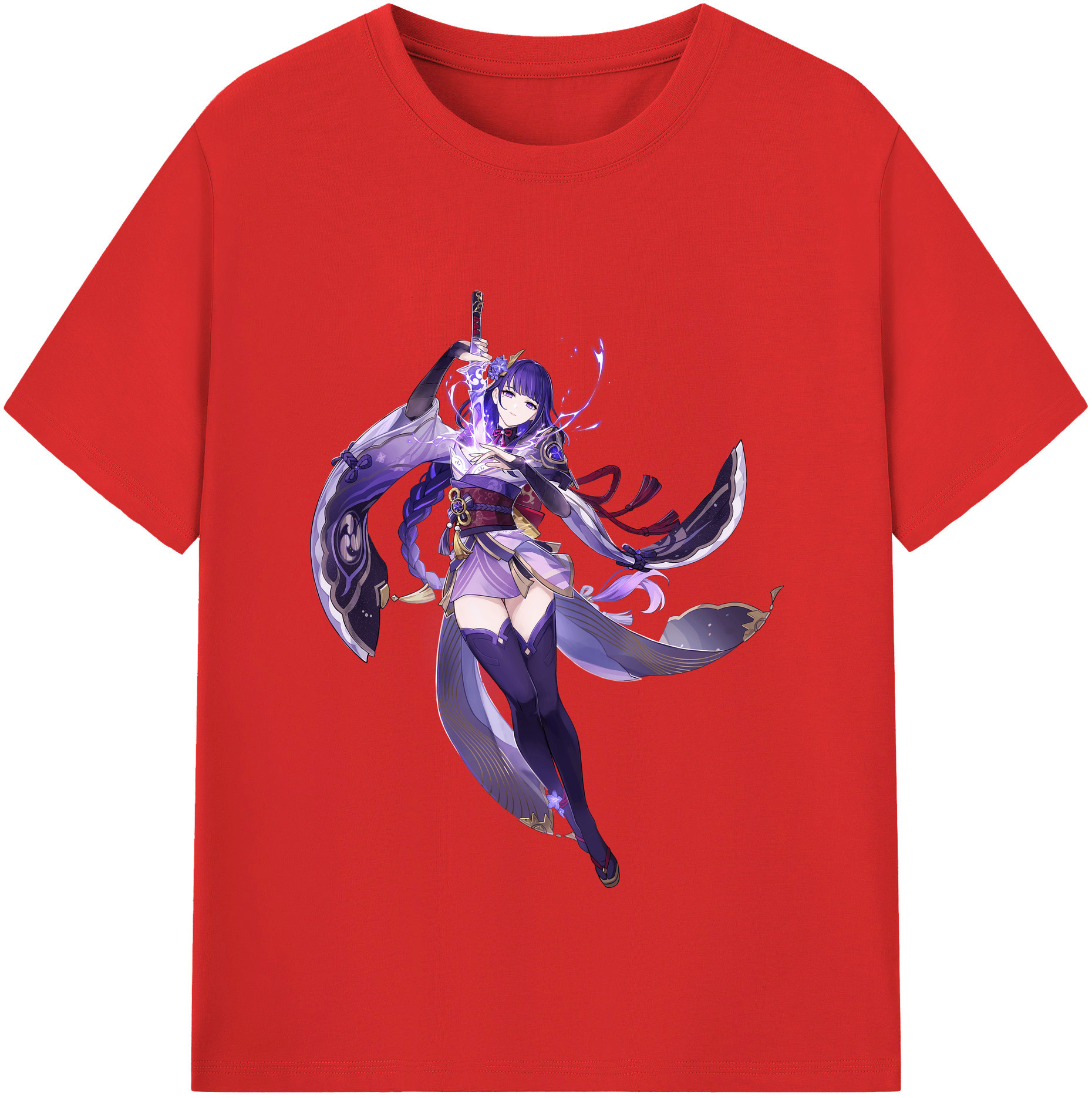 げんし神 雷電将軍 らいでんしょうぐん genshin Raiden Shogun 綿100％半袖Tシャツ（フロントプリント）