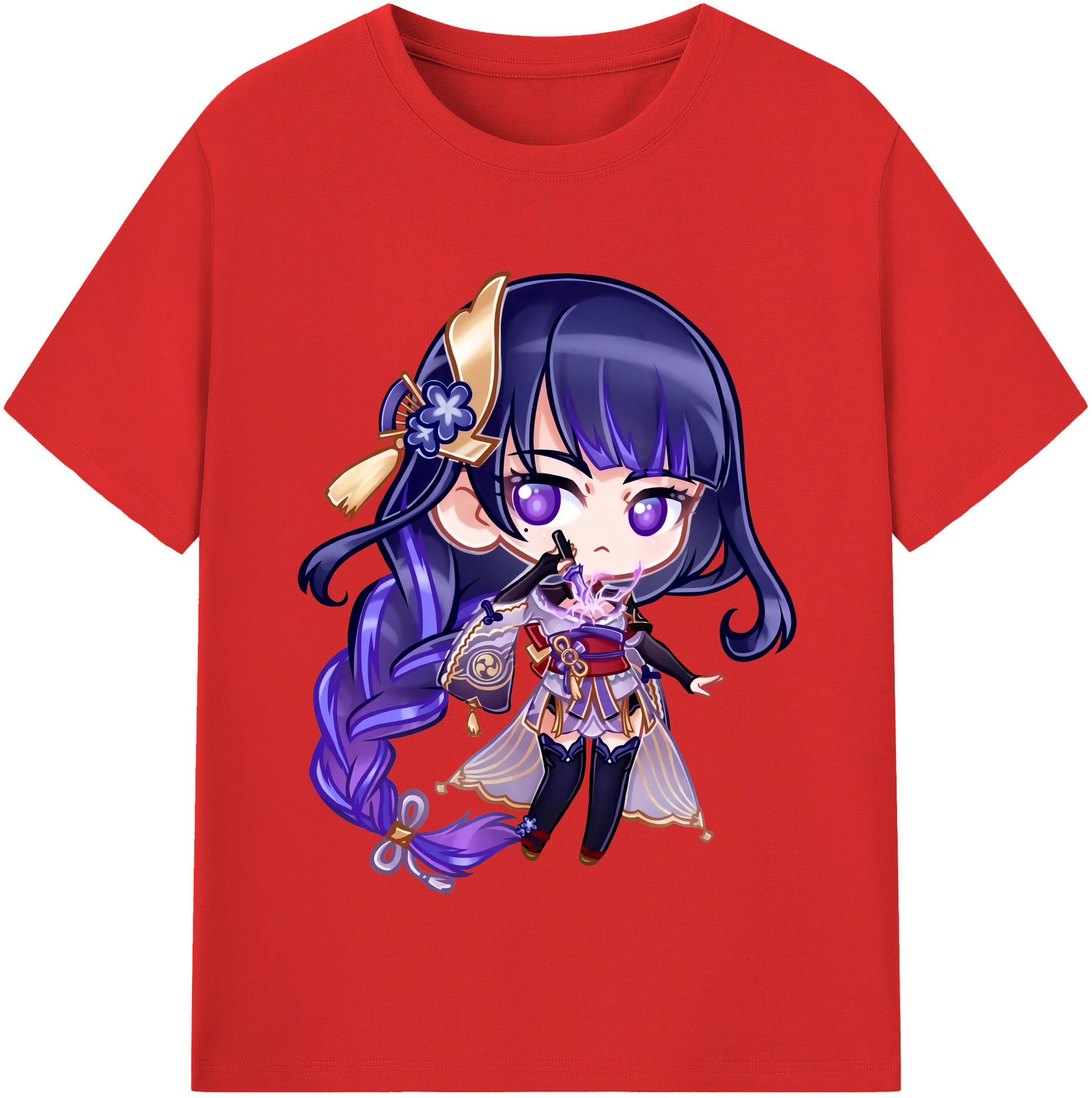 げんし神 雷電将軍 らいでんしょうぐん genshin Raiden Shogun 綿100％半袖Tシャツ（フロントプリント）