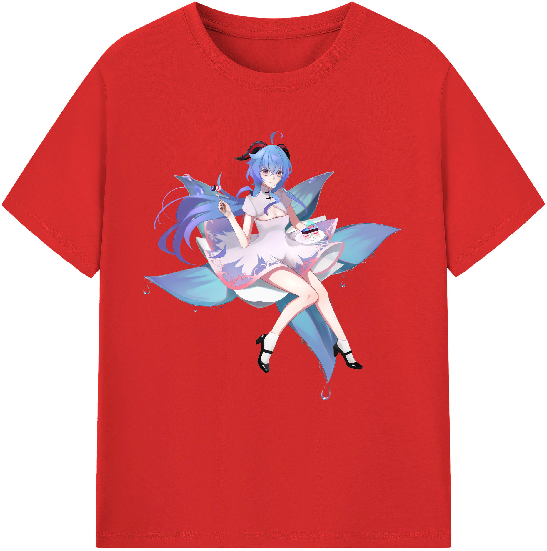 げんし神 甘雨 かんう genshin Ganyu 綿100％半袖Tシャツ（フロントプリント）