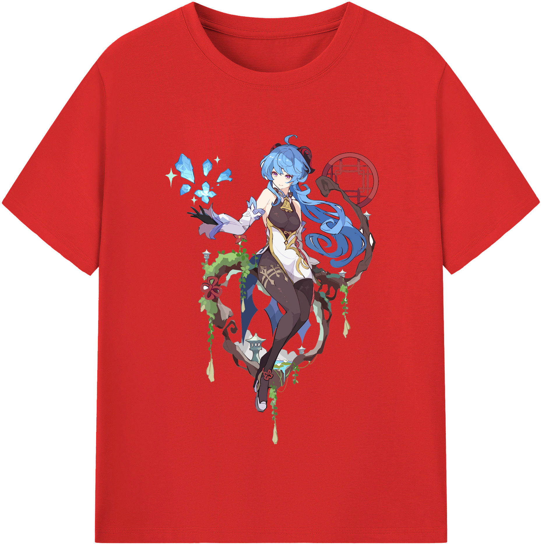 げんし神 甘雨 かんう genshin Ganyu 綿100％半袖Tシャツ（フロントプリント）