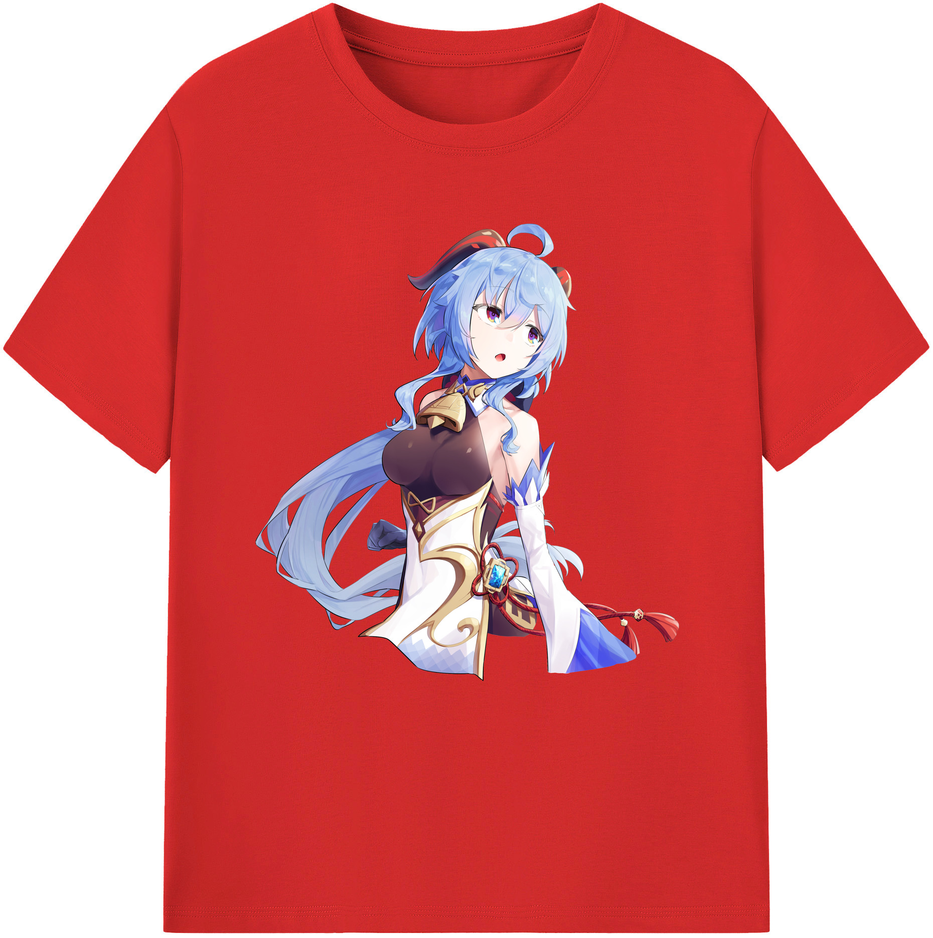 げんし神 甘雨 かんう genshin Ganyu 綿100％半袖Tシャツ（フロントプリント）