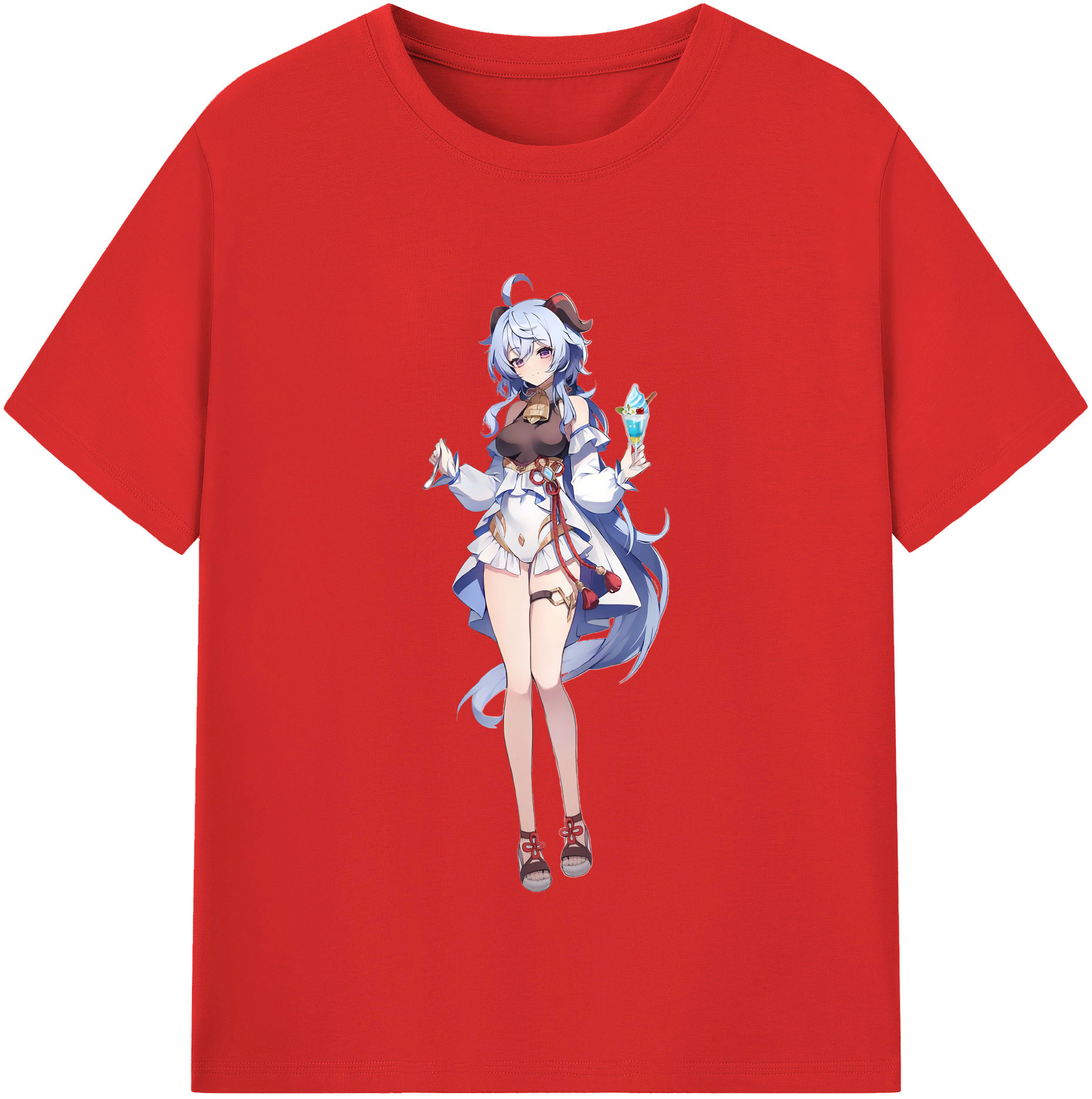 げんし神 甘雨 かんう genshin Ganyu 綿100％半袖Tシャツ（フロントプリント）