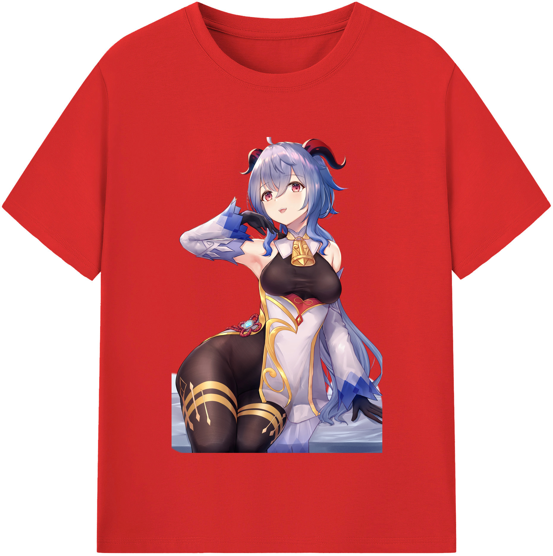 げんし神 甘雨 かんう genshin Ganyu 綿100％半袖Tシャツ（フロントプリント）