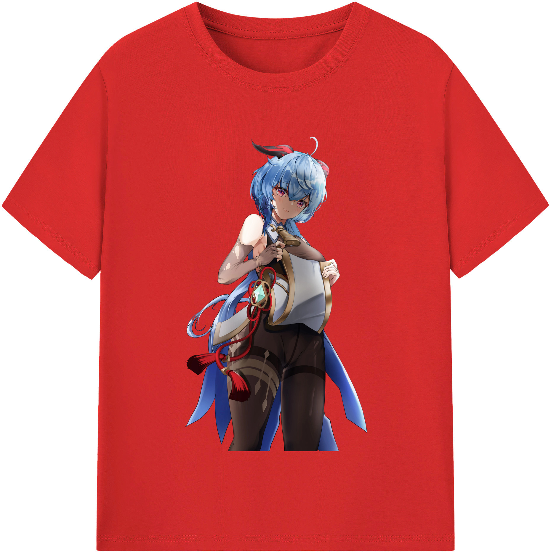 げんし神 甘雨 かんう genshin Ganyu 綿100％半袖Tシャツ（フロントプリント）