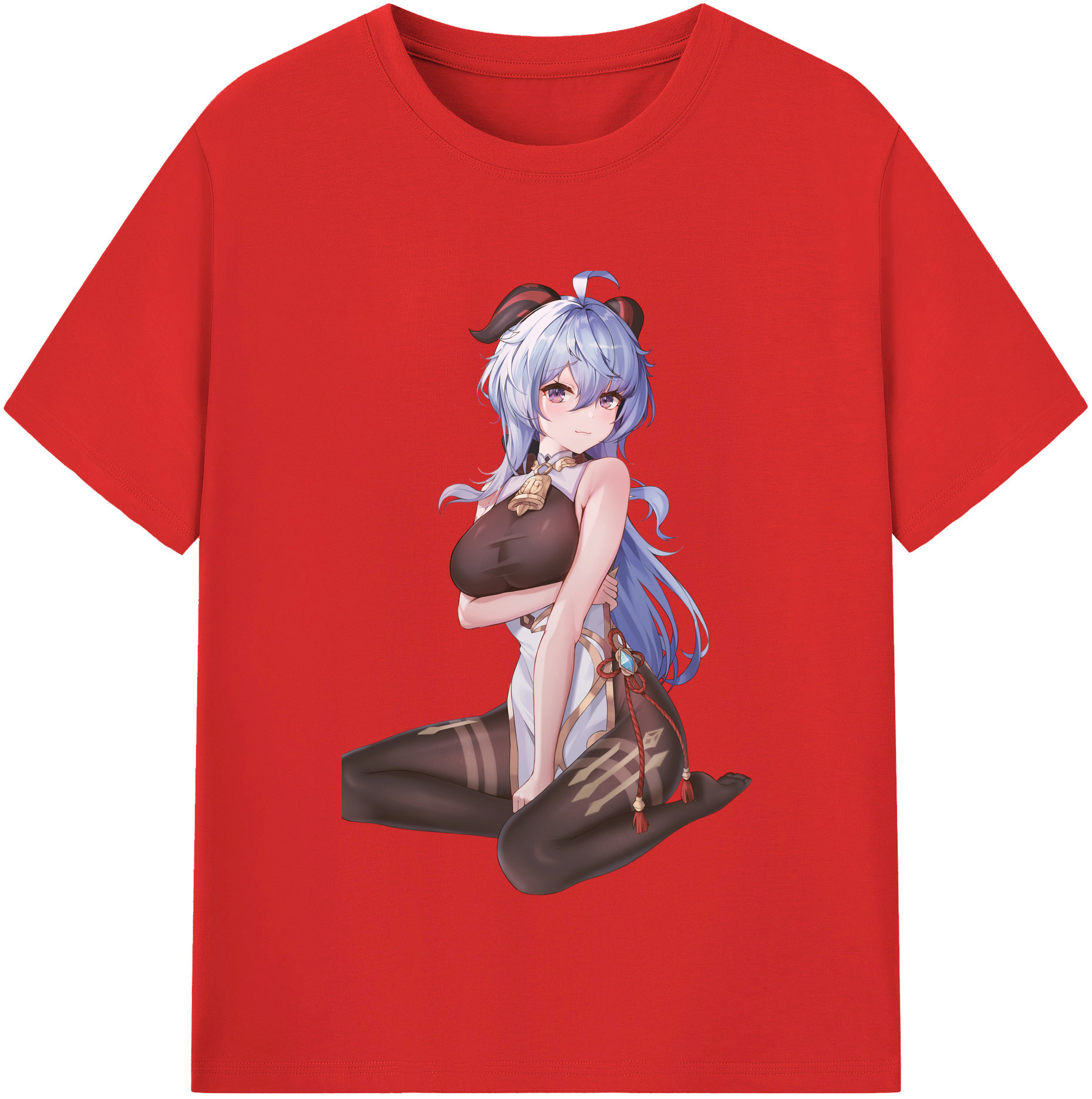 げんし神 甘雨 かんう genshin Ganyu 綿100％半袖Tシャツ（フロントプリント）