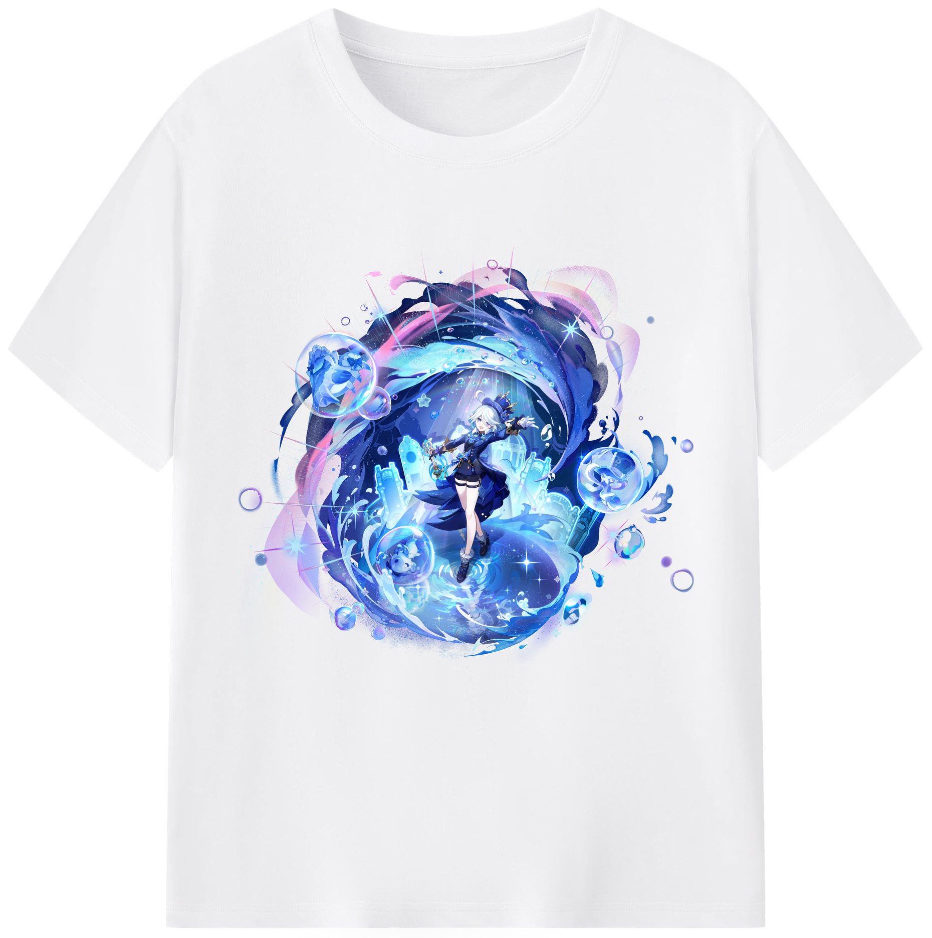 げんし神 フリーナ genshin Furina 綿100％半袖Tシャツ（フロントプリント）