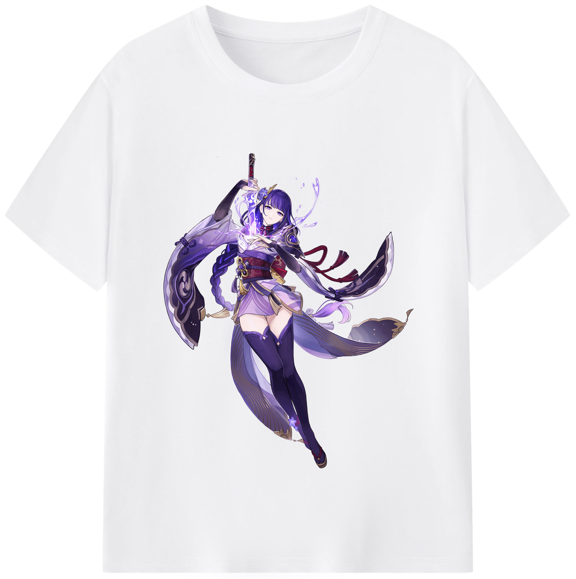 げんし神 雷電将軍 らいでんしょうぐん genshin Raiden Shogun 綿100％半袖Tシャツ（フロントプリント）