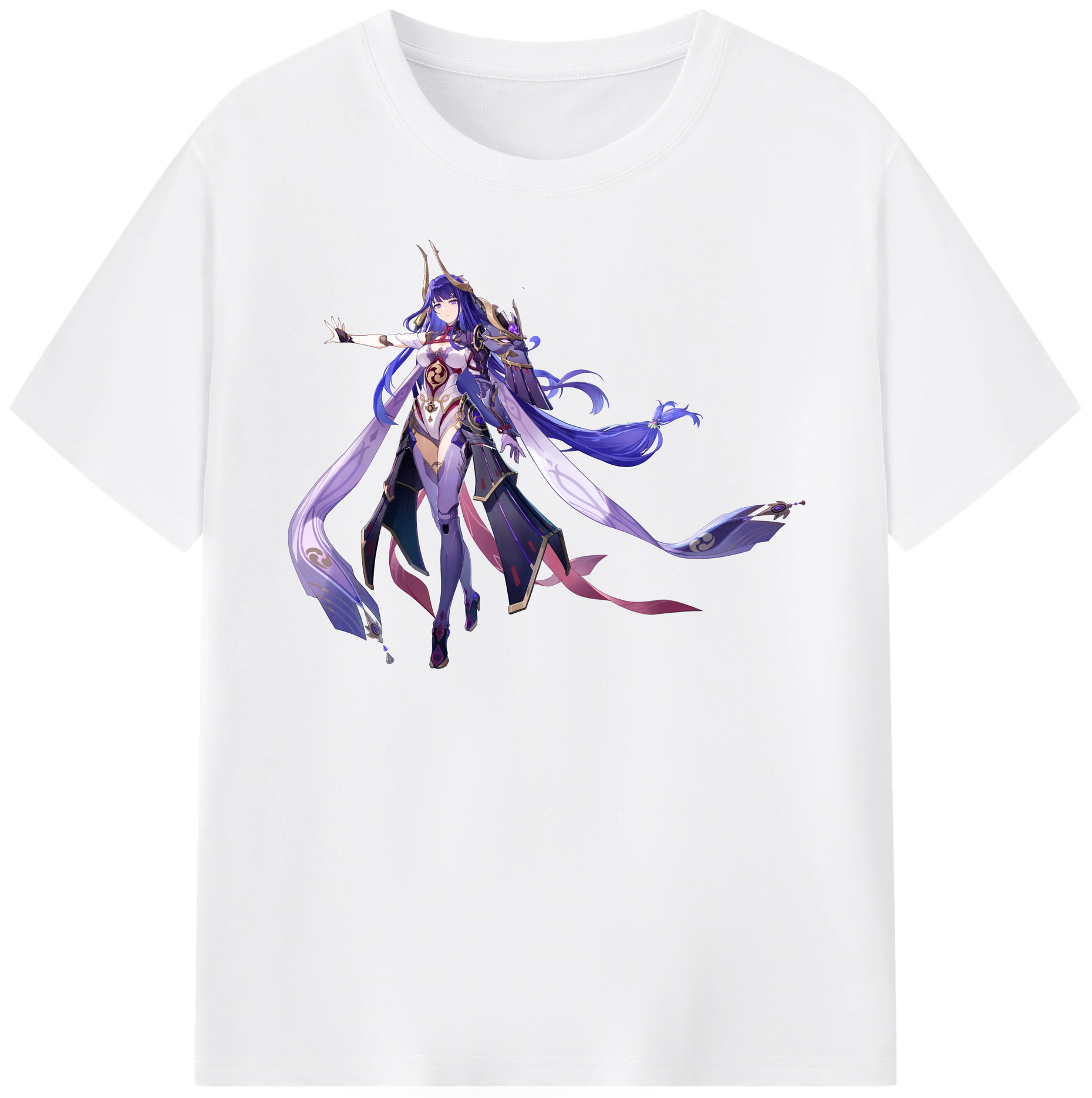 げんし神 雷電将軍 らいでんしょうぐん genshin Raiden Shogun 綿100％半袖Tシャツ（フロントプリント）
