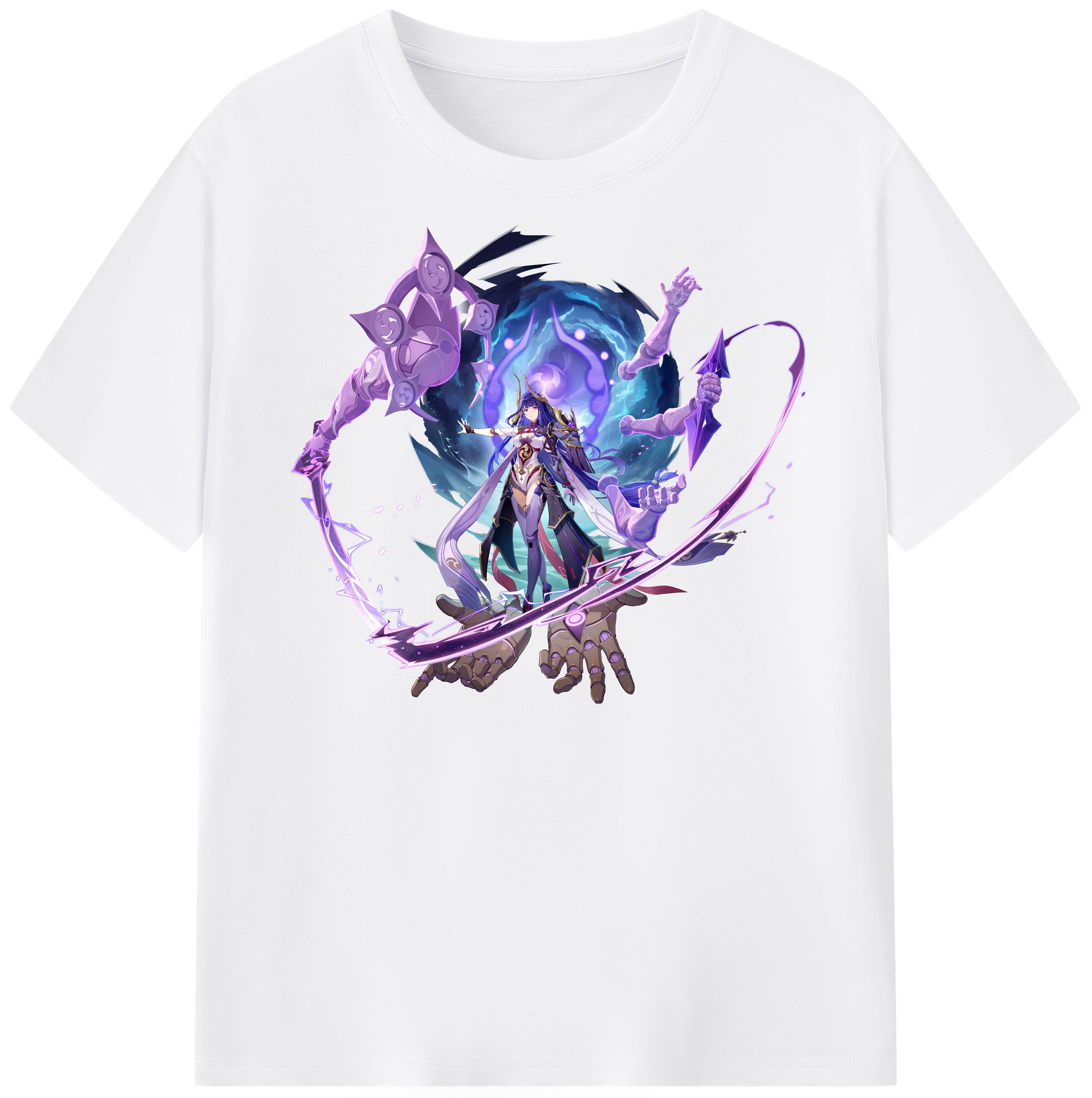 げんし神 雷電将軍 らいでんしょうぐん genshin Raiden Shogun 綿100％半袖Tシャツ（フロントプリント）
