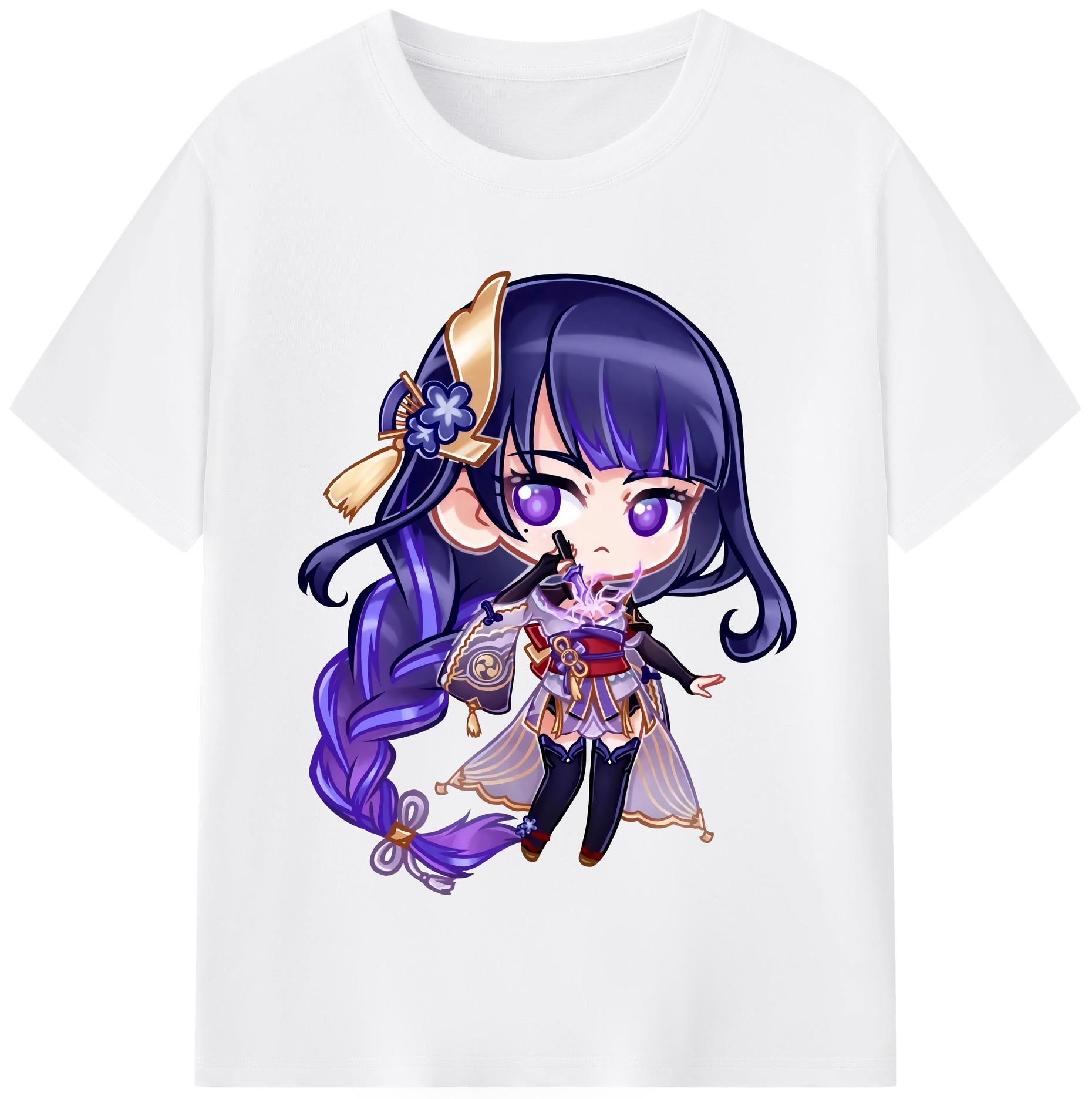 げんし神 雷電将軍 らいでんしょうぐん genshin Raiden Shogun 綿100％半袖Tシャツ（フロントプリント）