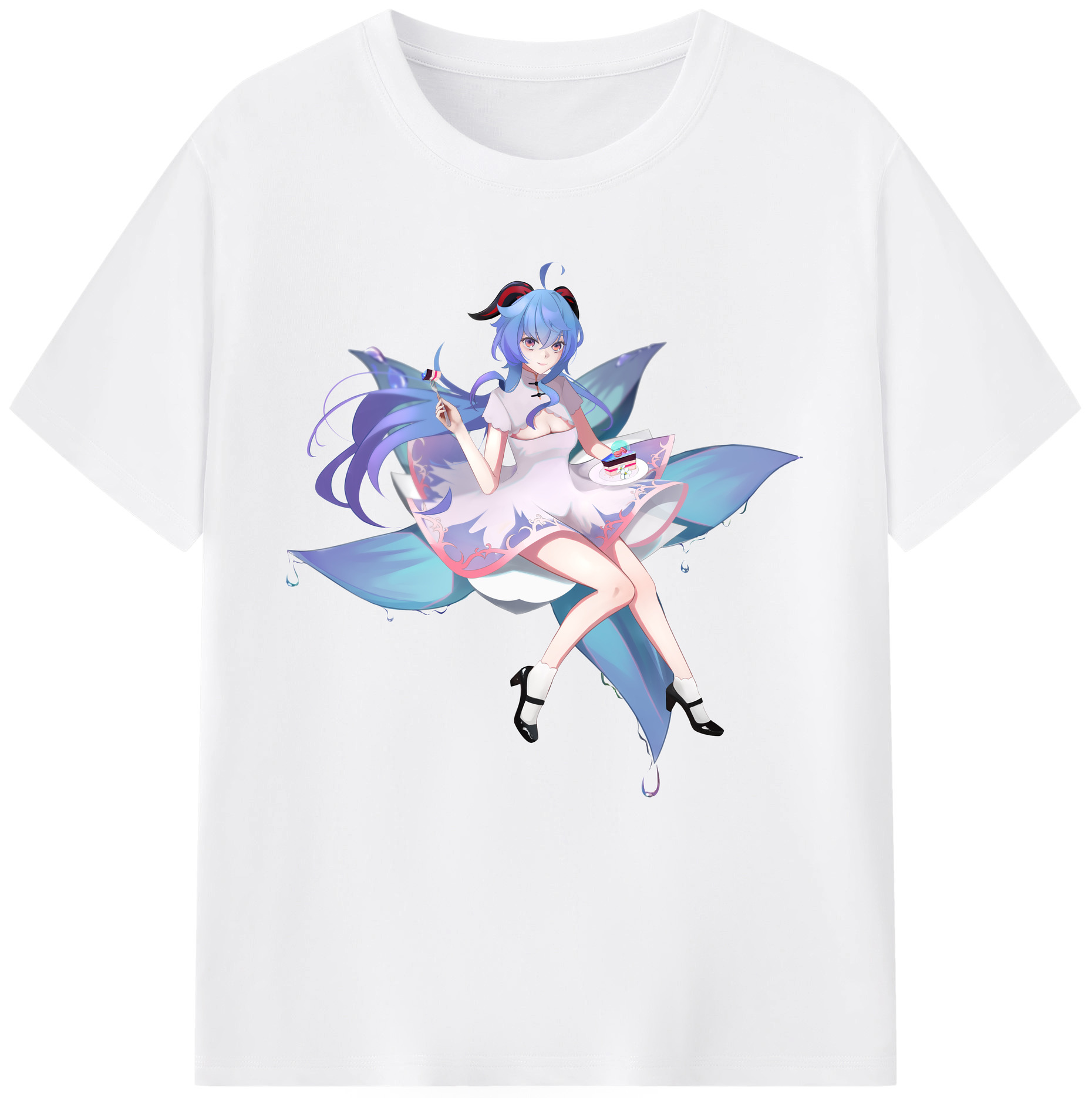 げんし神 甘雨 かんう genshin Ganyu 綿100％半袖Tシャツ（フロントプリント）