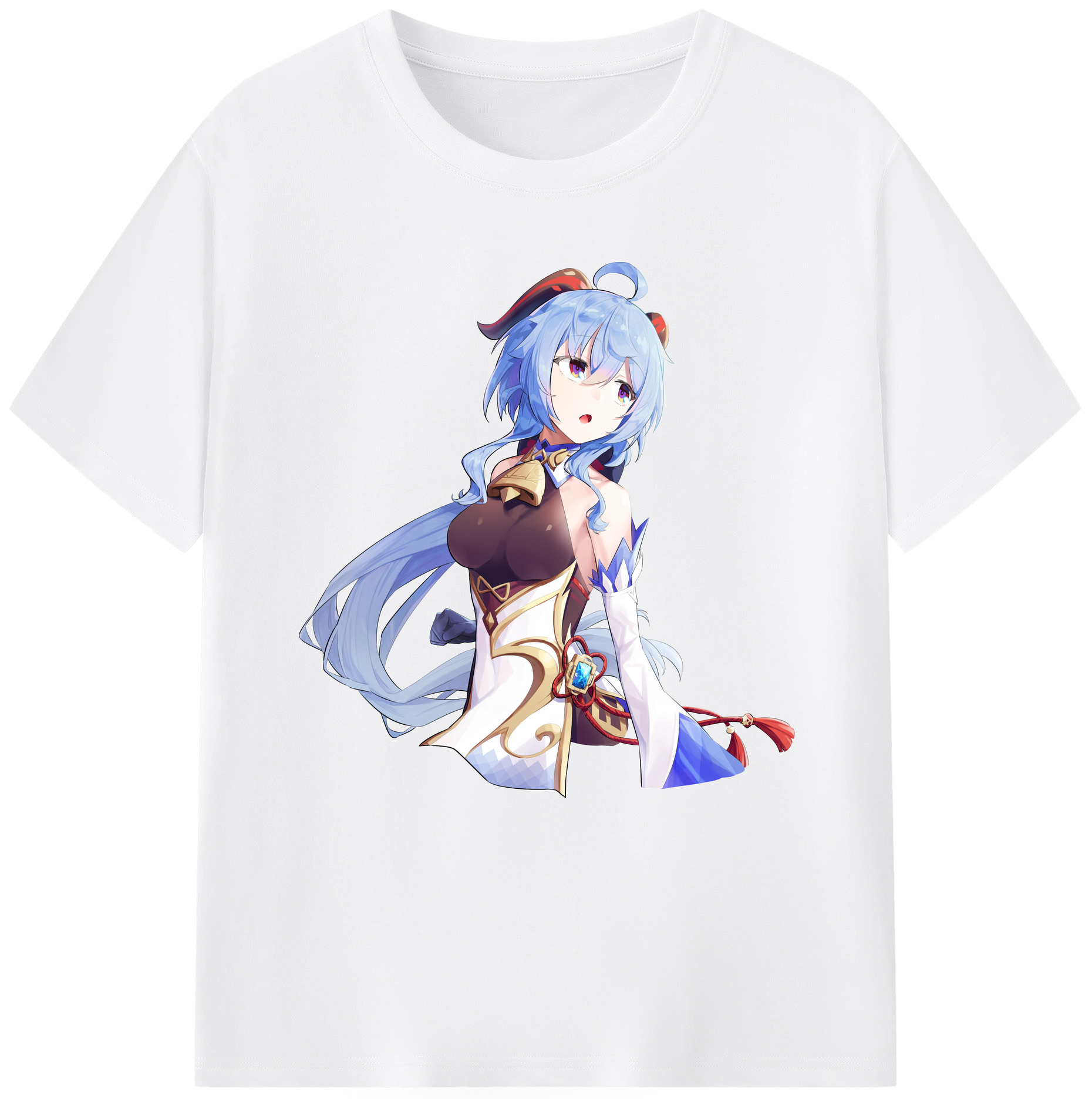 げんし神 甘雨 かんう genshin Ganyu 綿100％半袖Tシャツ（フロントプリント）