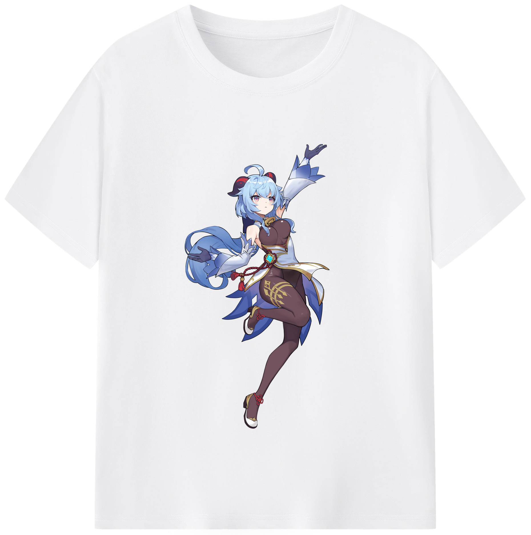 げんし神 甘雨 かんう genshin Ganyu 綿100％半袖Tシャツ（フロントプリント）