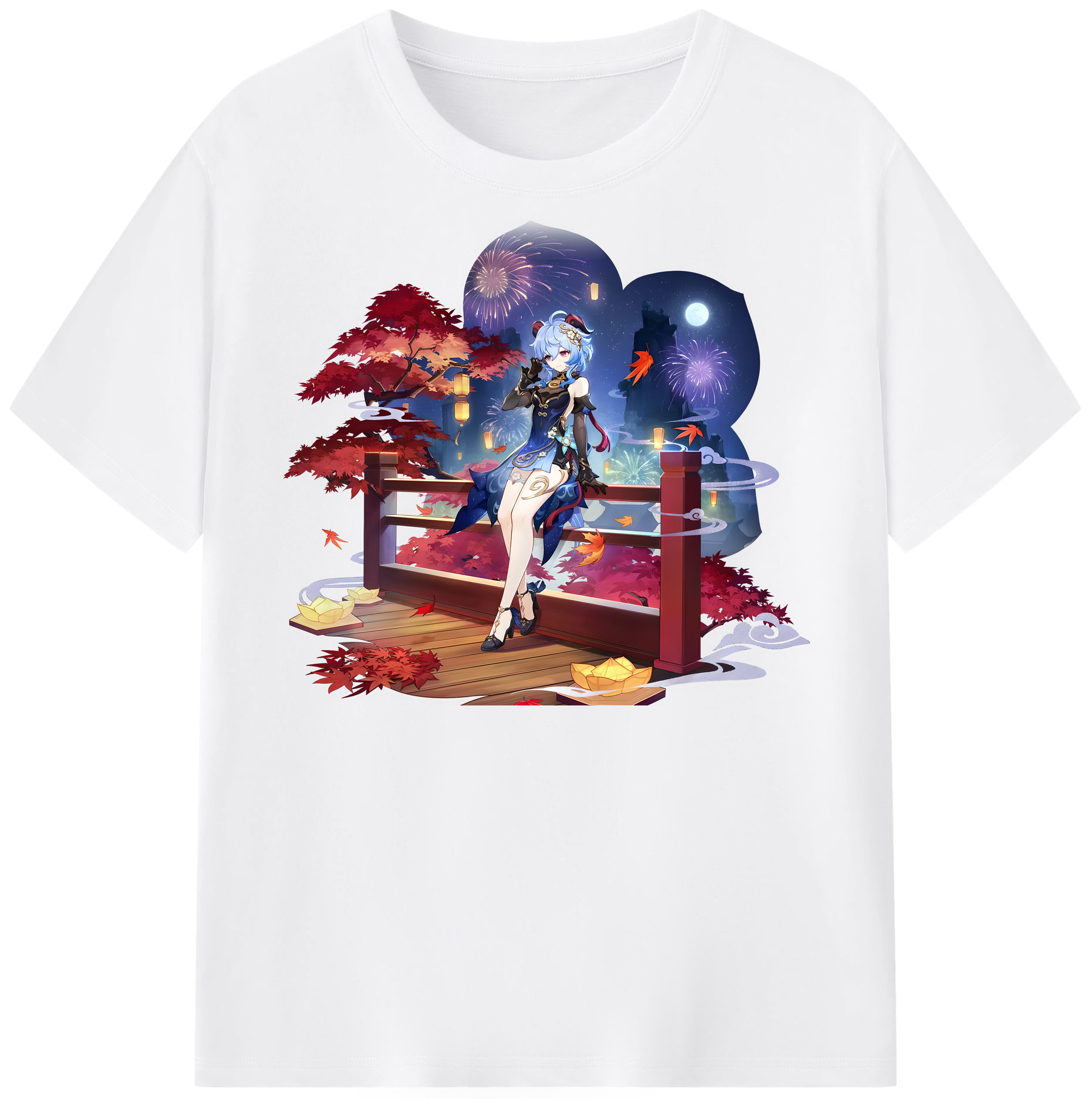 げんし神 甘雨 かんう genshin Ganyu 綿100％半袖Tシャツ（フロントプリント）