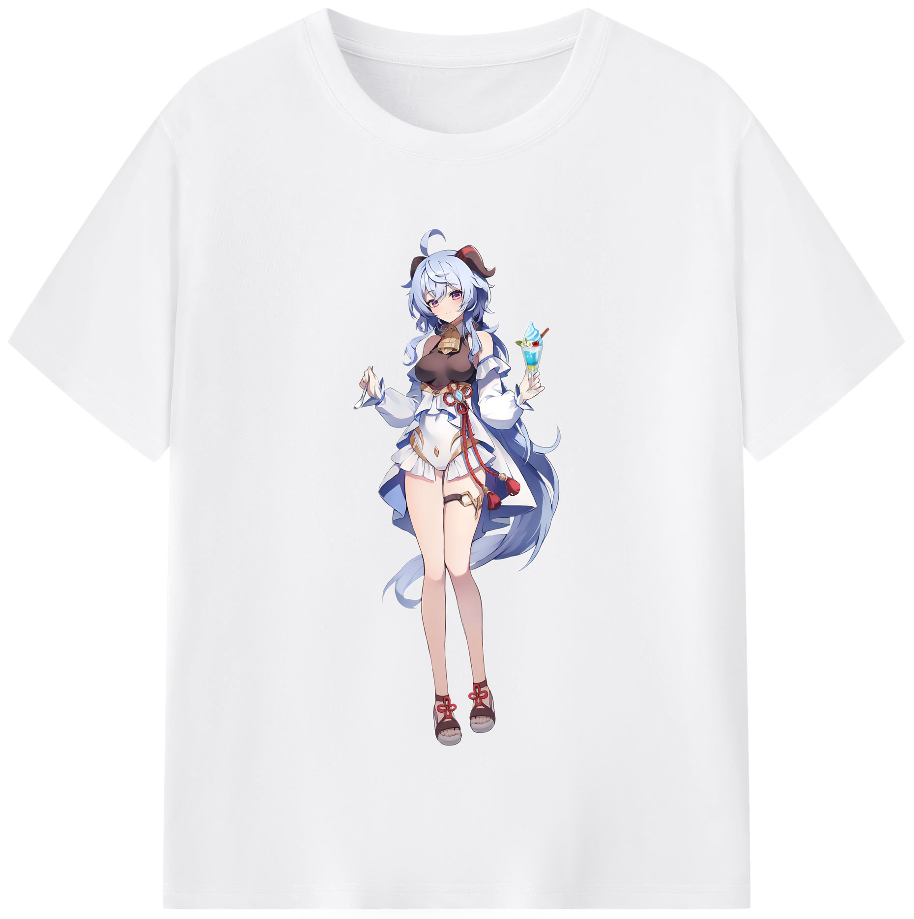 げんし神 甘雨 かんう genshin Ganyu 綿100％半袖Tシャツ（フロントプリント）