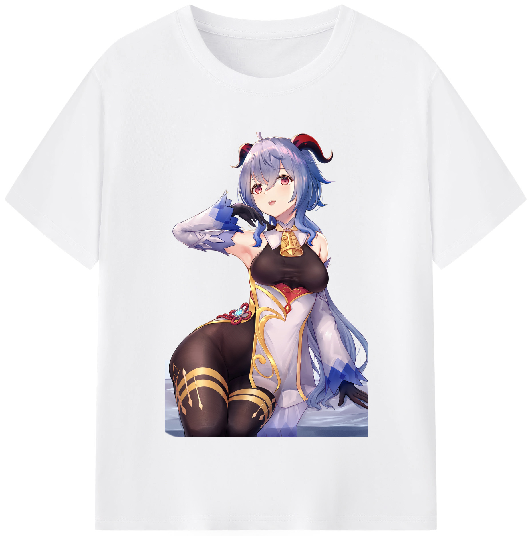 げんし神 甘雨 かんう genshin Ganyu 綿100％半袖Tシャツ（フロントプリント）