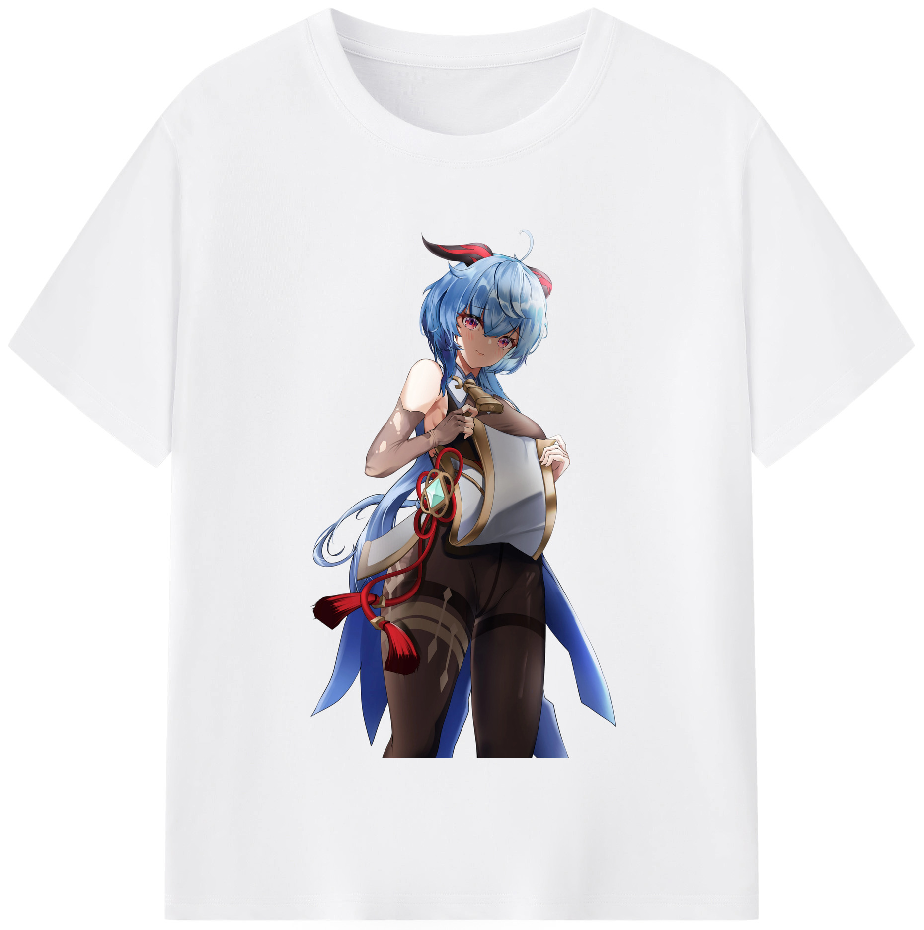 げんし神 甘雨 かんう genshin Ganyu 綿100％半袖Tシャツ（フロントプリント）