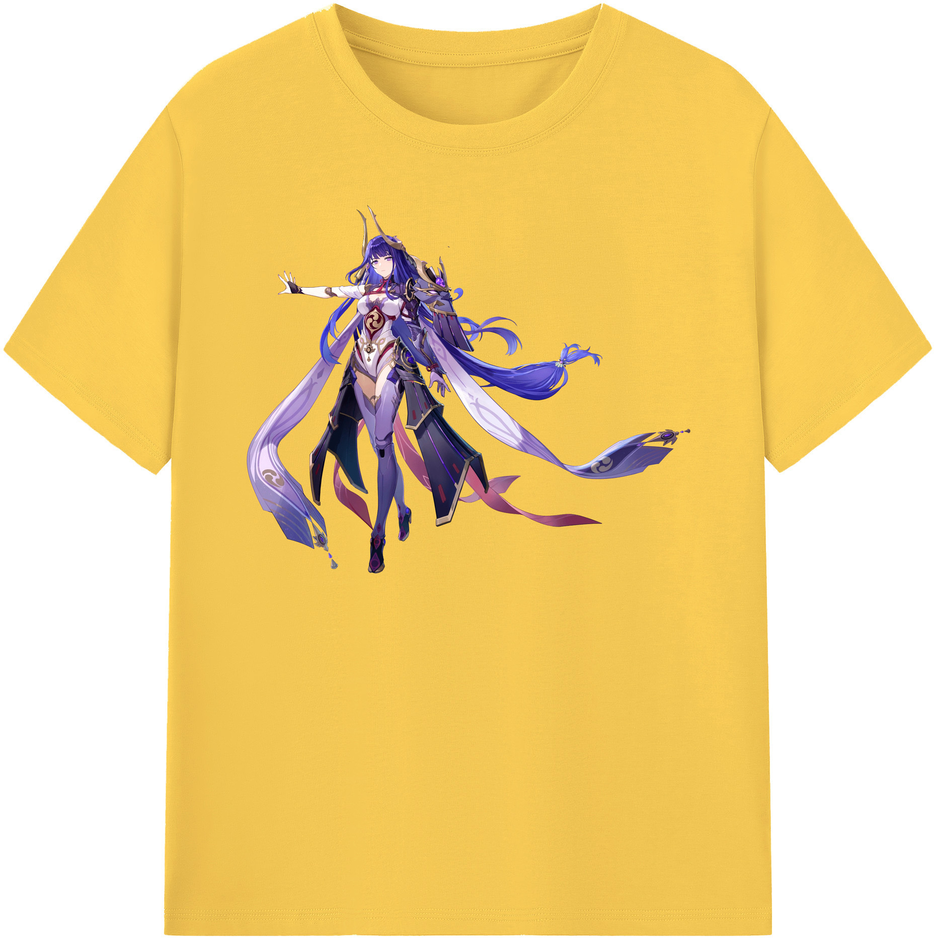 げんし神 雷電将軍 らいでんしょうぐん genshin Raiden Shogun 綿100％半袖Tシャツ（フロントプリント）