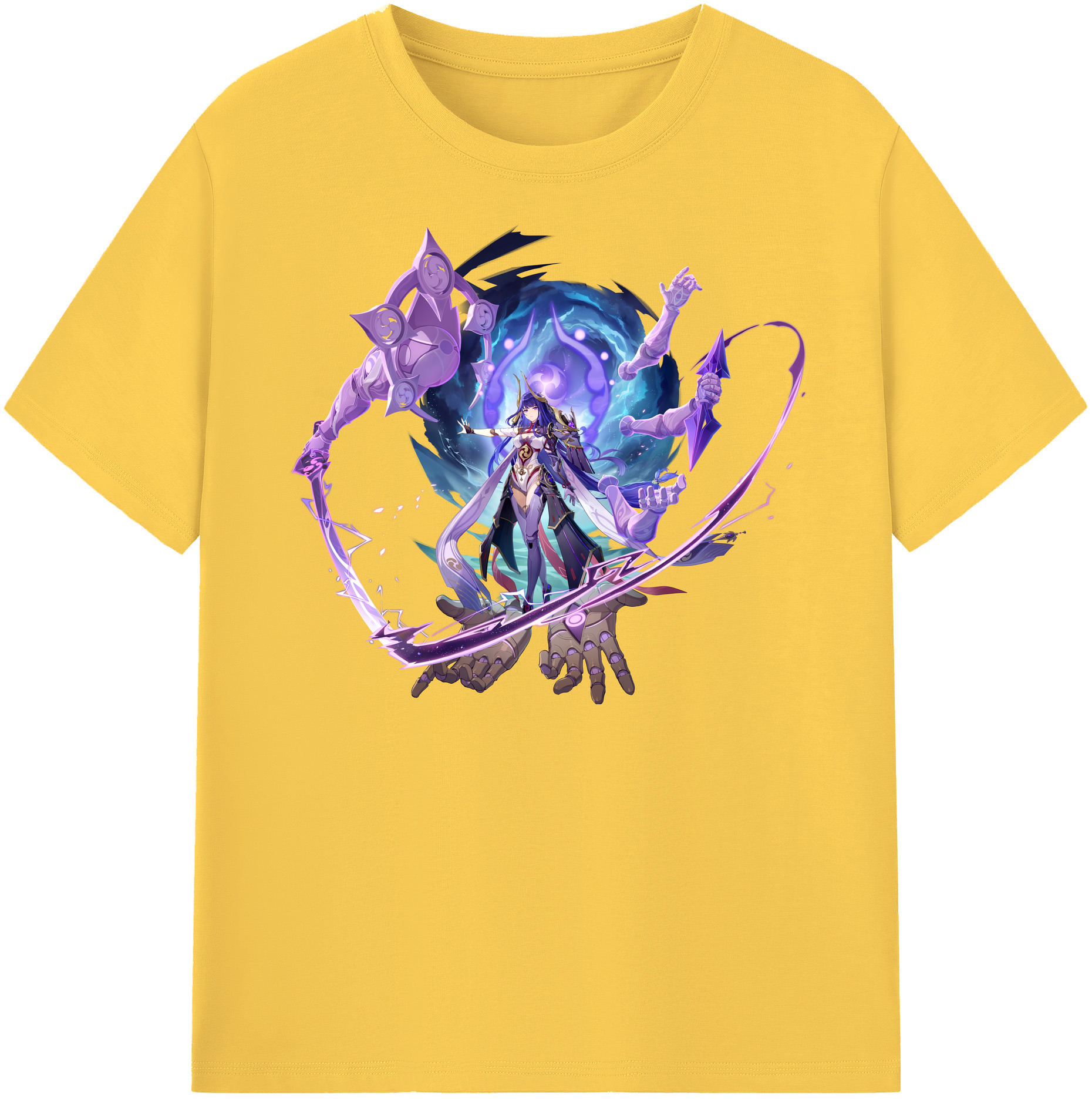 げんし神 雷電将軍 らいでんしょうぐん genshin Raiden Shogun 綿100％半袖Tシャツ（フロントプリント）