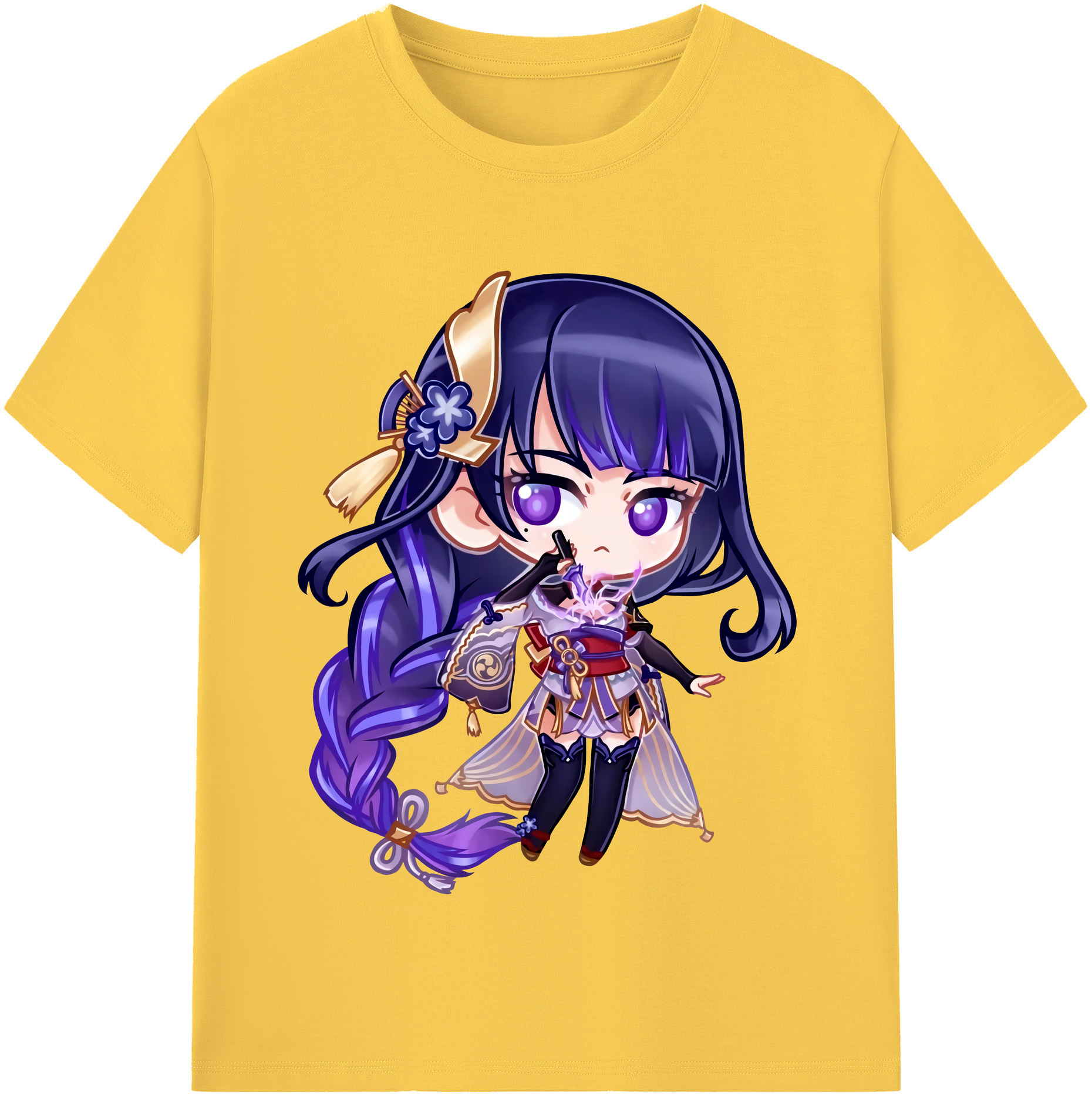 げんし神 雷電将軍 らいでんしょうぐん genshin Raiden Shogun 綿100％半袖Tシャツ（フロントプリント）