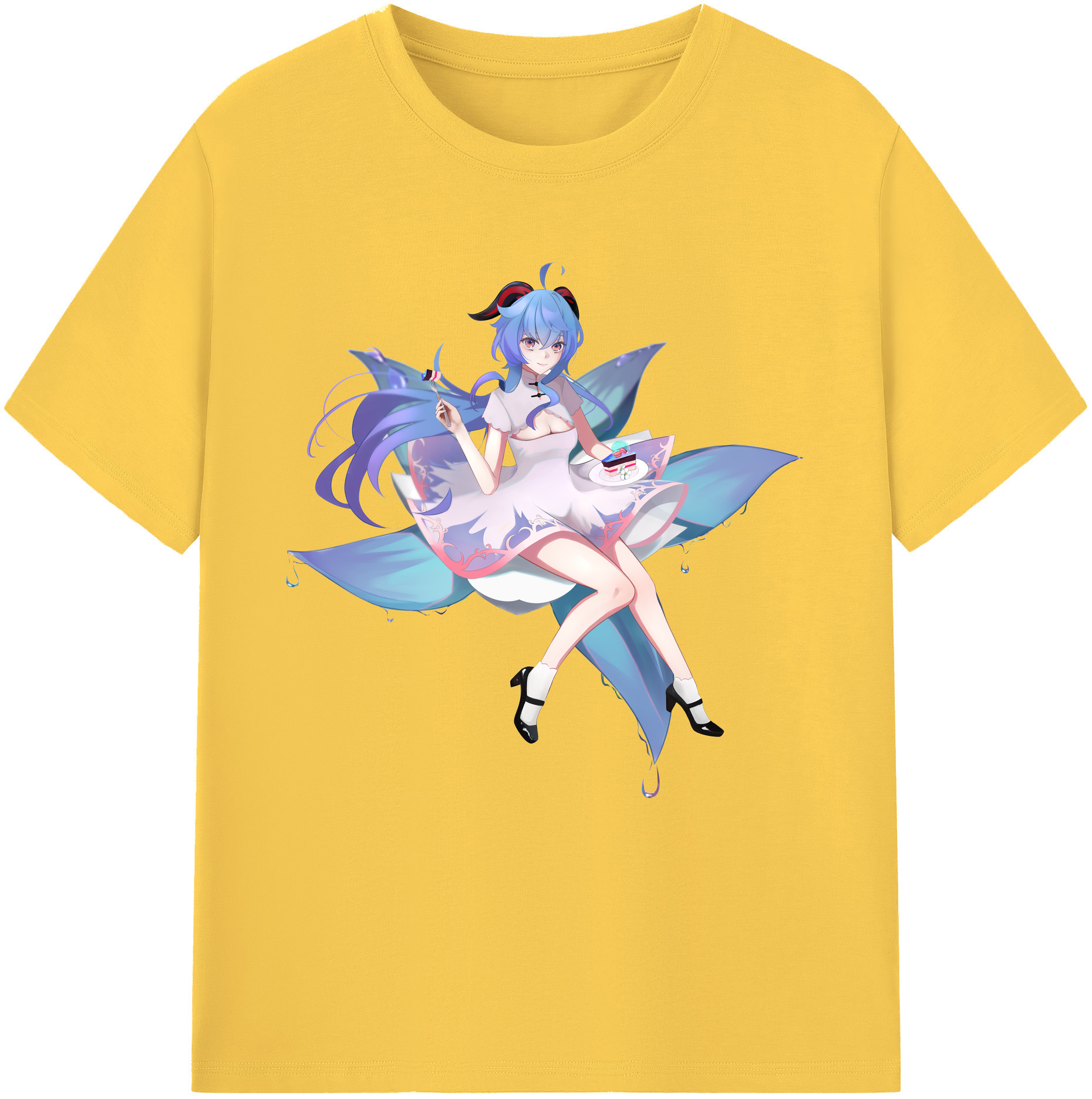 げんし神 甘雨 かんう genshin Ganyu 綿100％半袖Tシャツ（フロントプリント）