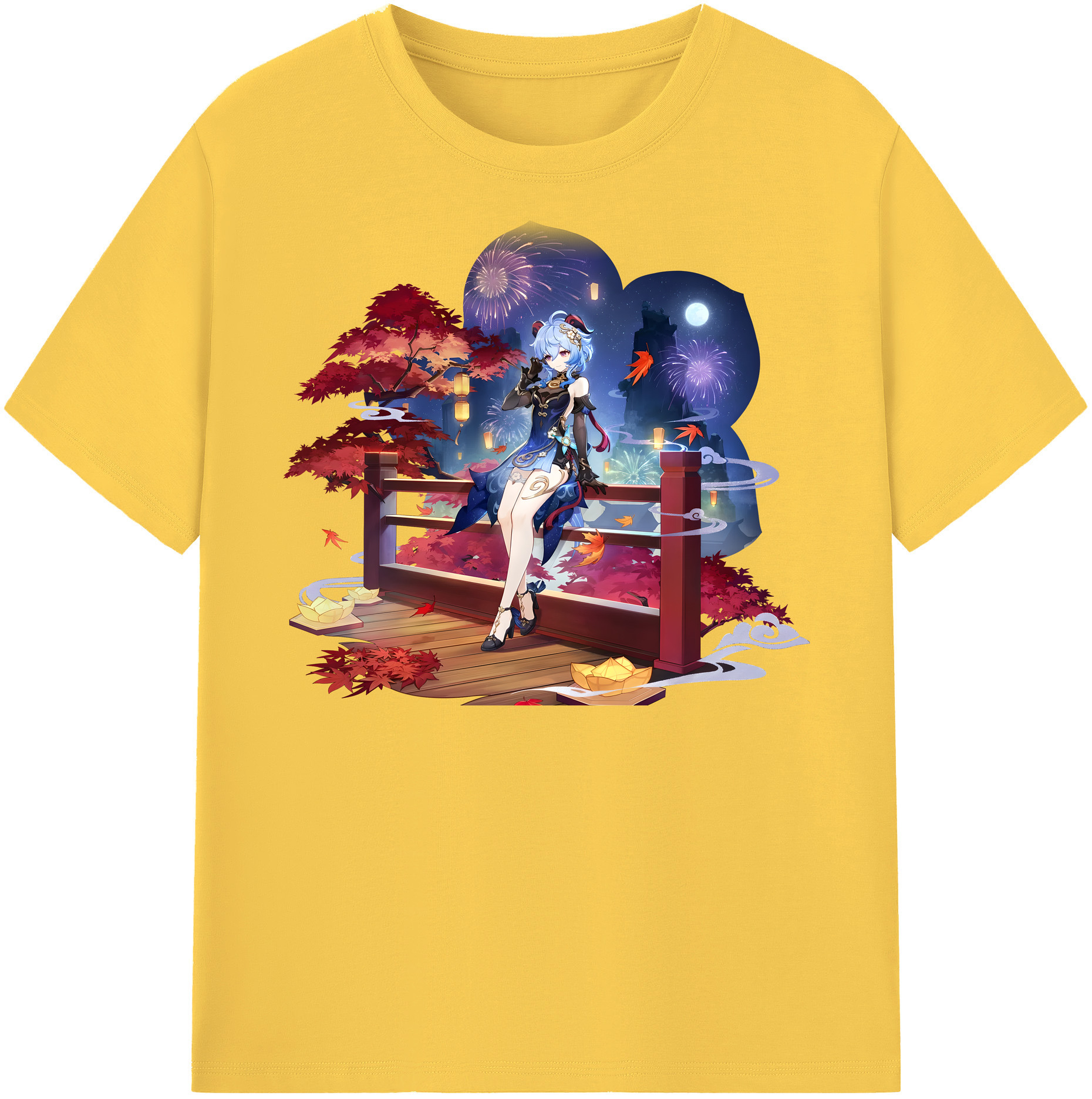 げんし神 甘雨 かんう genshin Ganyu 綿100％半袖Tシャツ（フロントプリント）