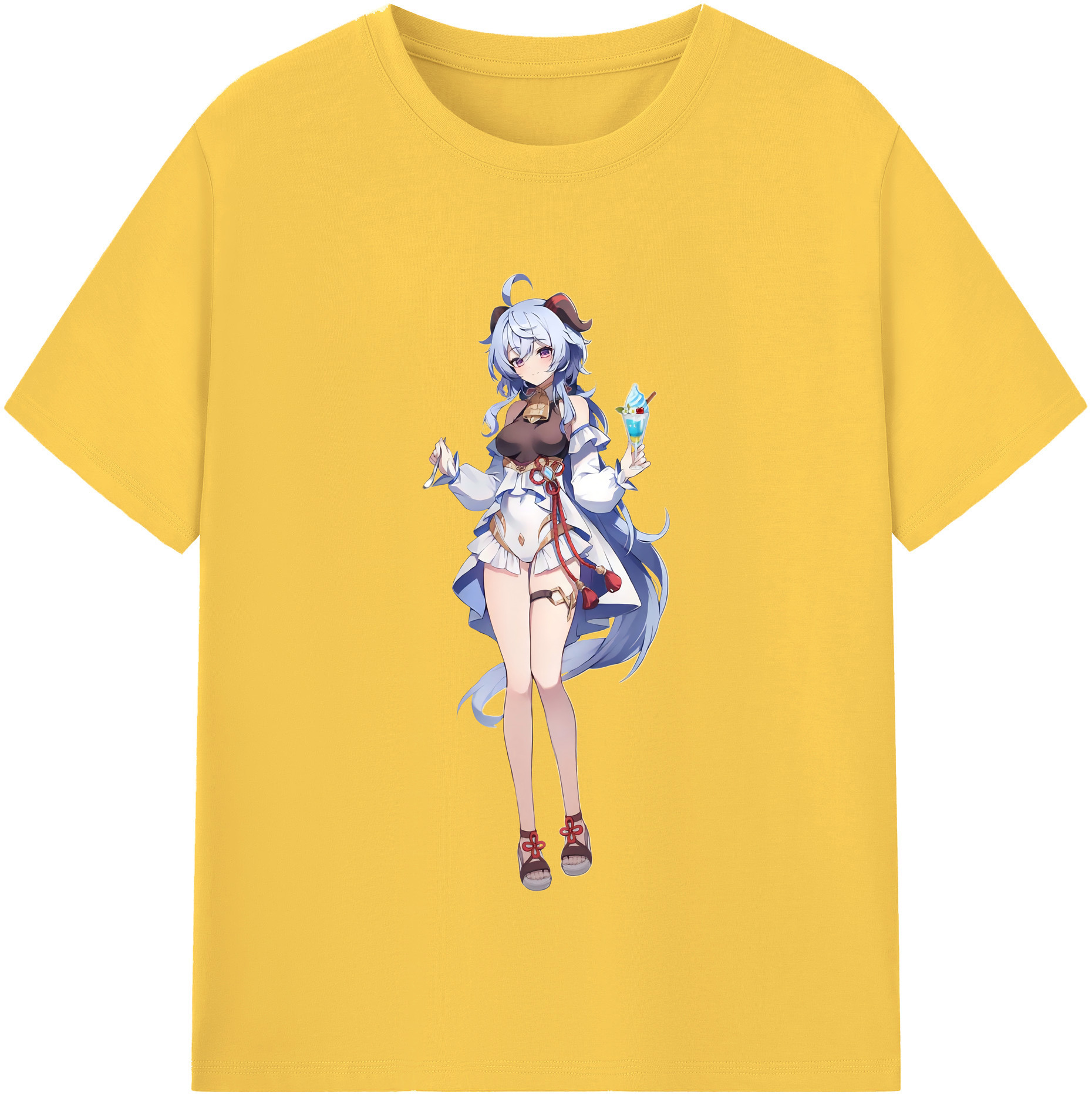 げんし神 甘雨 かんう genshin Ganyu 綿100％半袖Tシャツ（フロントプリント）