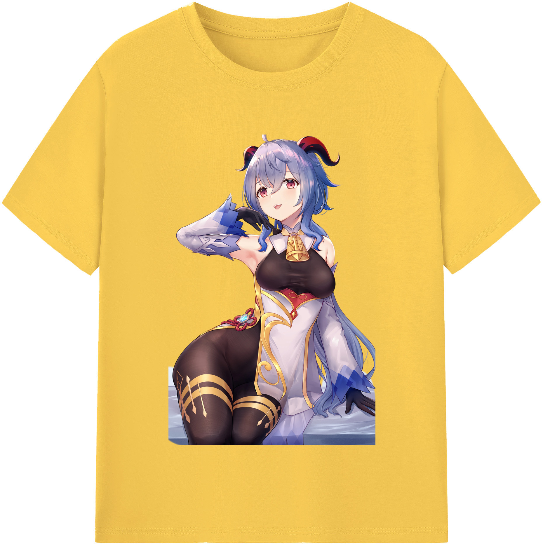 げんし神 甘雨 かんう genshin Ganyu 綿100％半袖Tシャツ（フロントプリント）