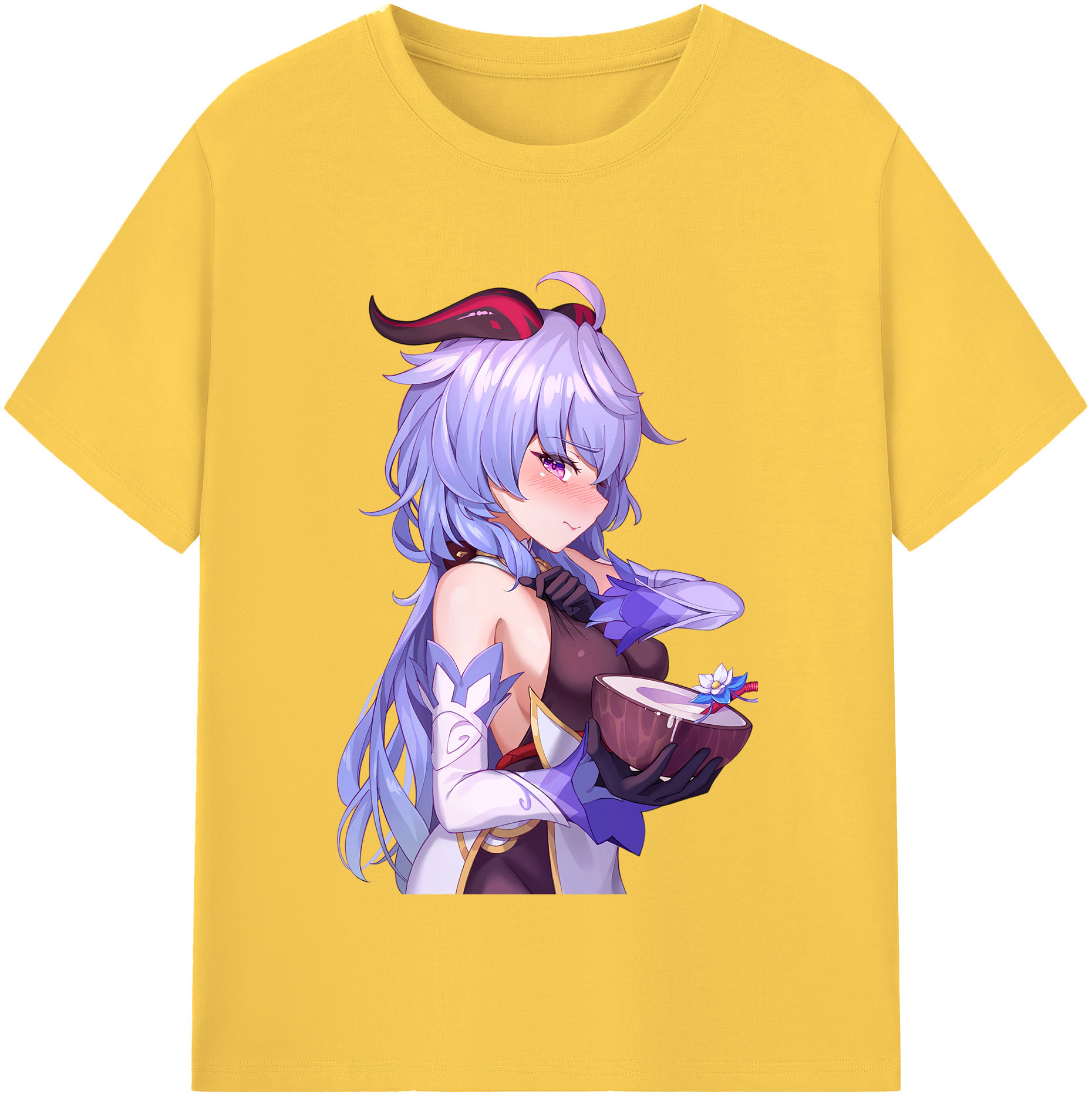 げんし神 甘雨 かんう genshin Ganyu 綿100％半袖Tシャツ（フロントプリント）