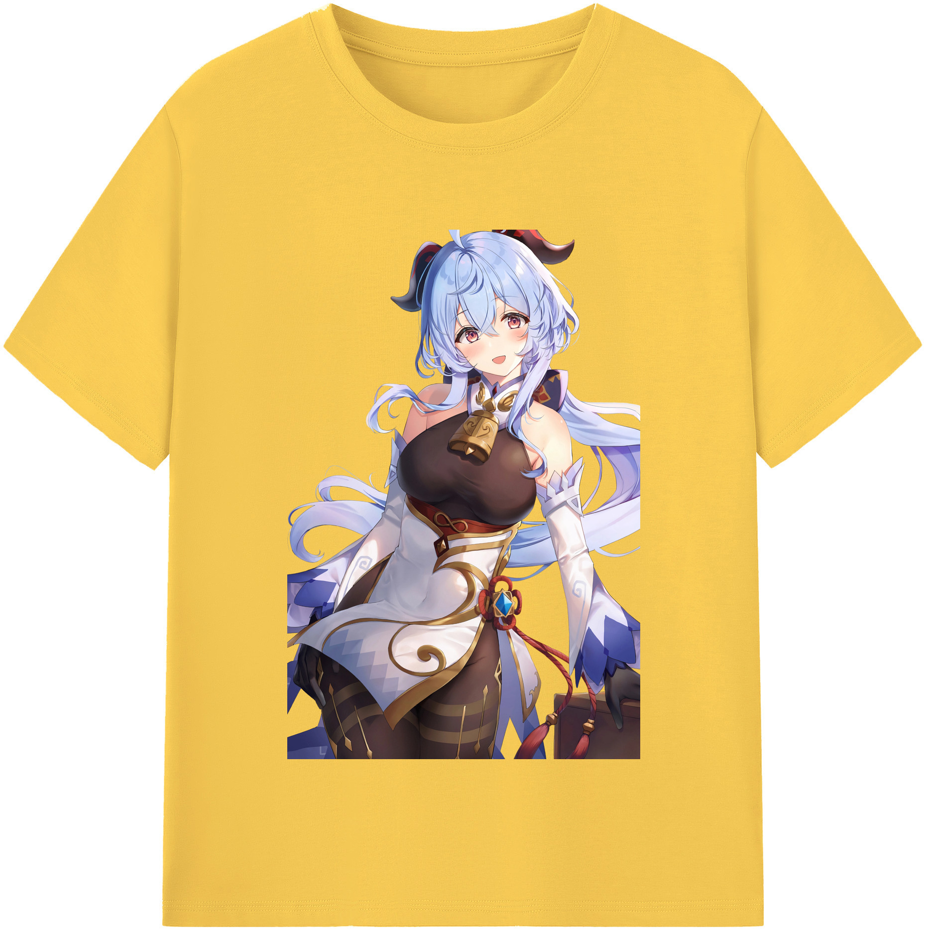 げんし神 甘雨 かんう genshin Ganyu 綿100％半袖Tシャツ（フロントプリント）