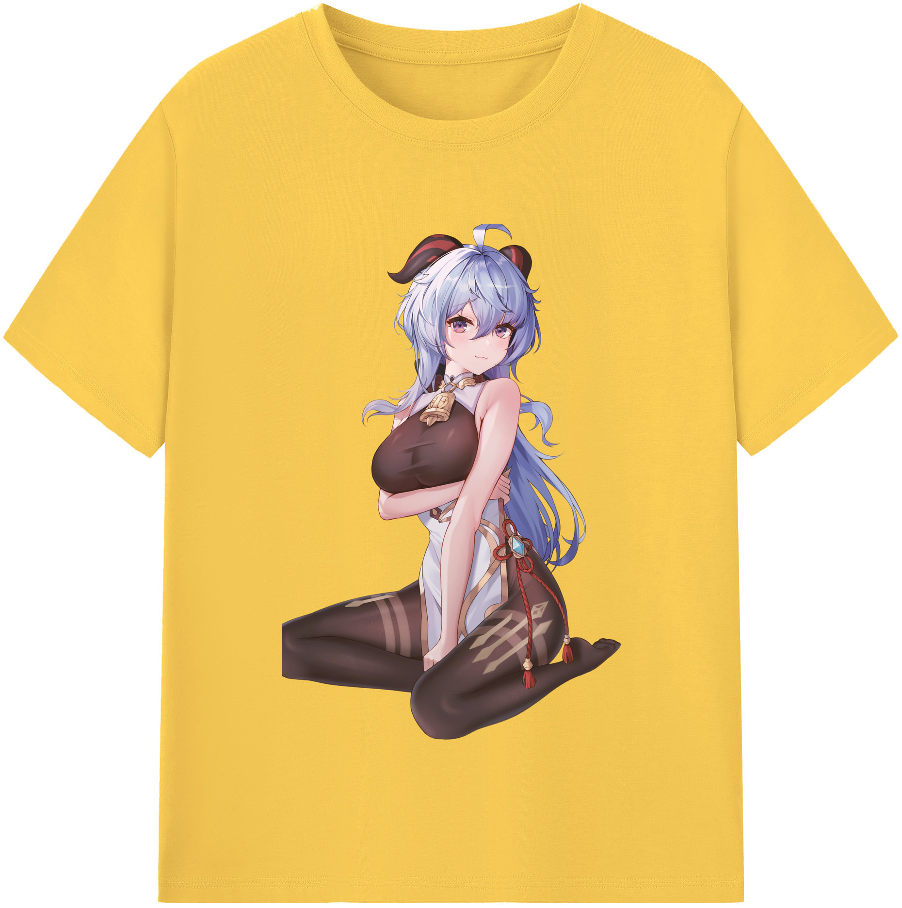 げんし神 甘雨 かんう genshin Ganyu 綿100％半袖Tシャツ（フロントプリント）