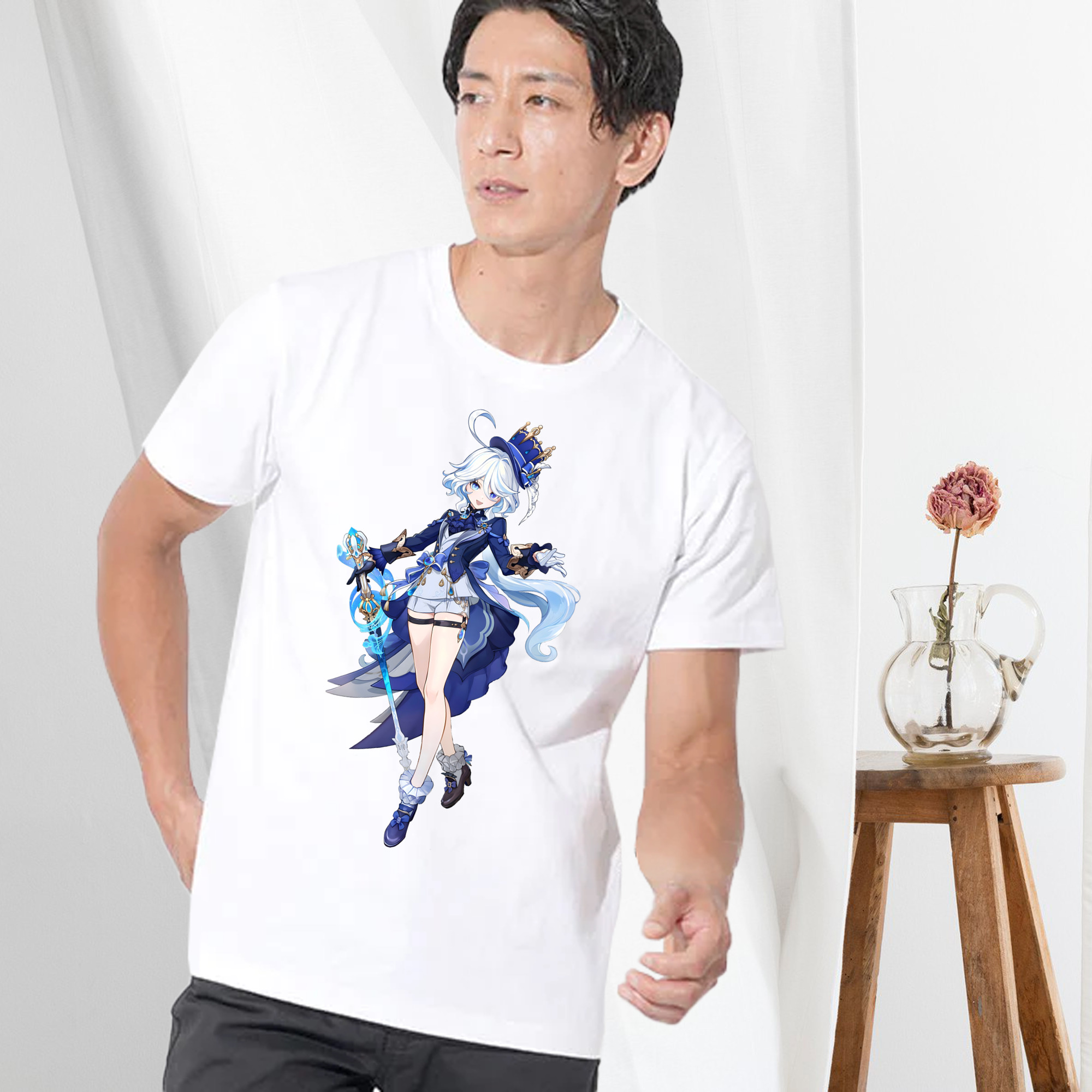 げんし神 フリーナ genshin Furina 綿100％半袖Tシャツ（フロントプリント）