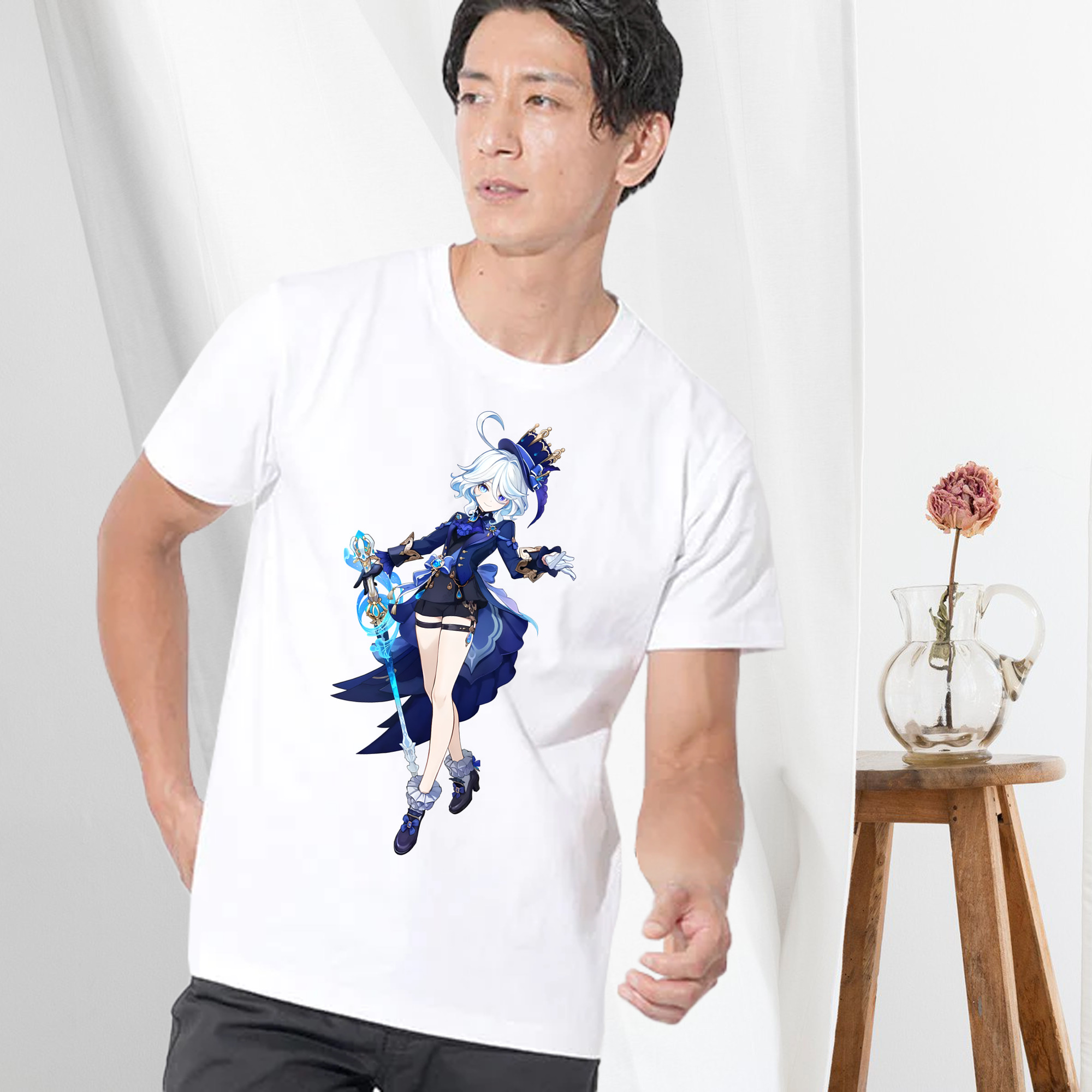 げんし神 フリーナ genshin Furina 綿100％半袖Tシャツ（フロントプリント）