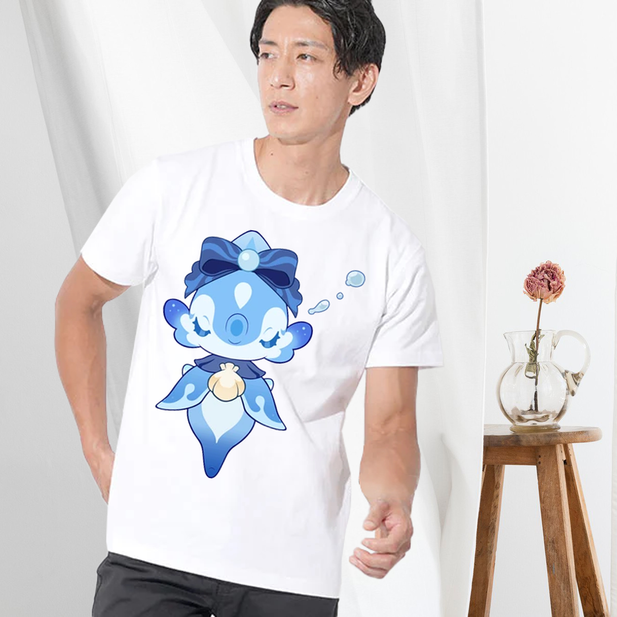 げんし神 フリーナ genshin Furina 綿100％半袖Tシャツ（フロントプリント）