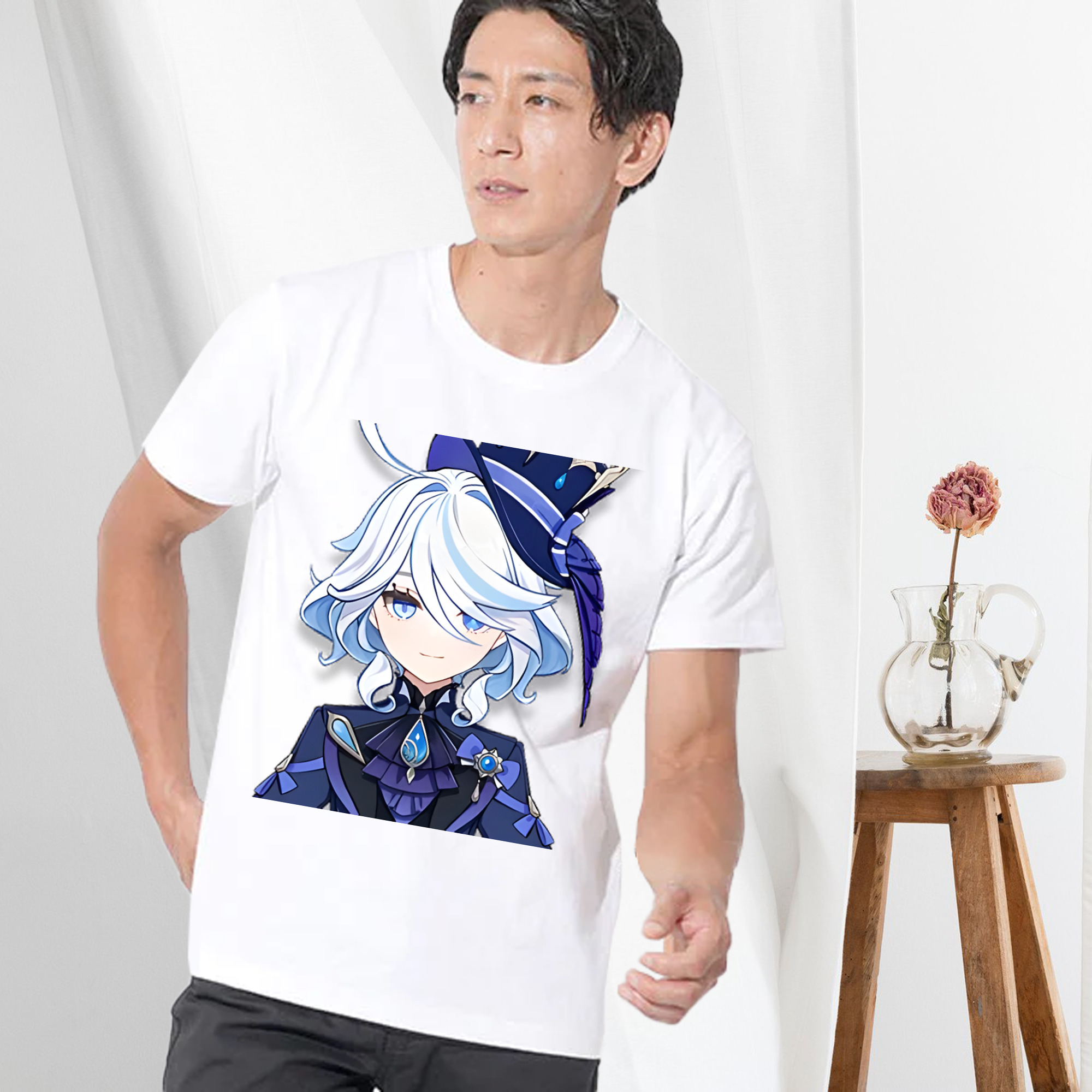 げんし神 フリーナ genshin Furina 綿100％半袖Tシャツ（フロントプリント）