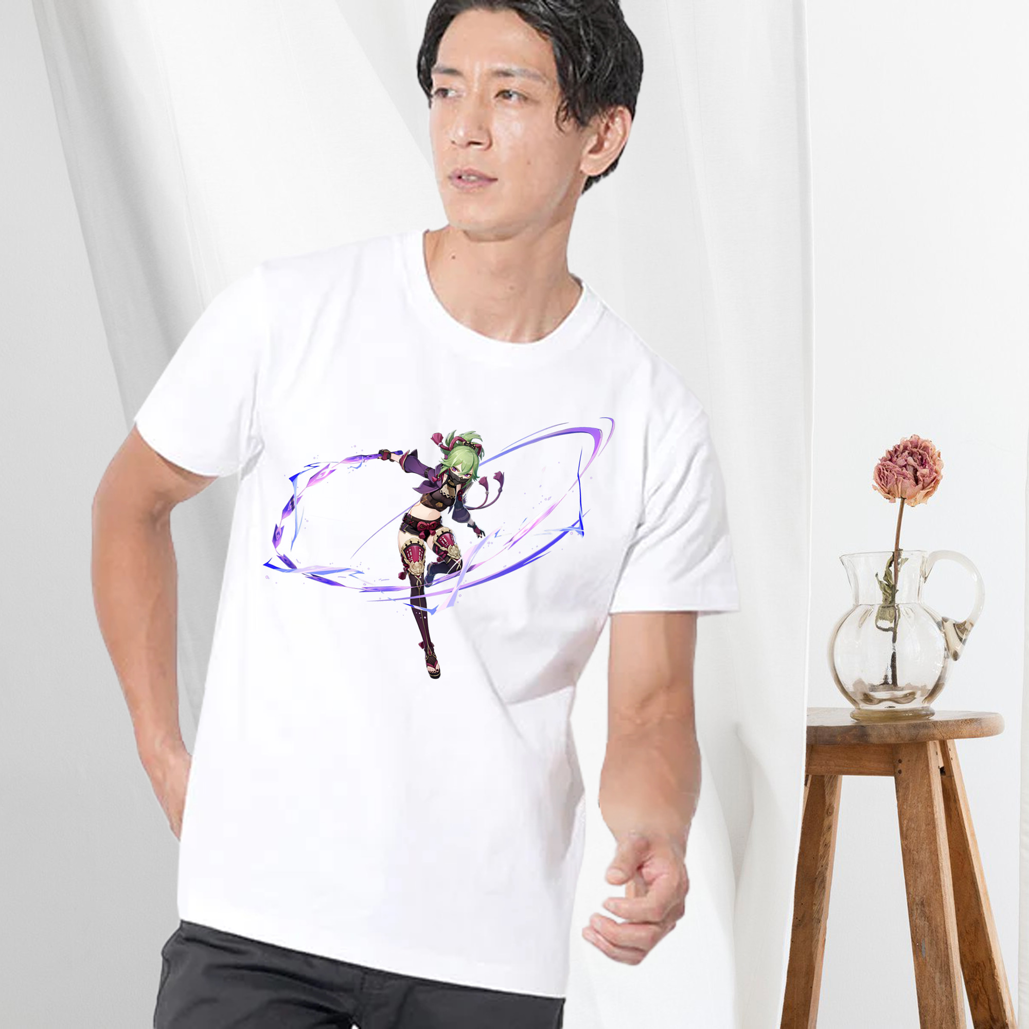 げんし神  久岐忍 くき しのぶ genshin Kuki Shinobu 綿100％半袖Tシャツ（フロントプリント）