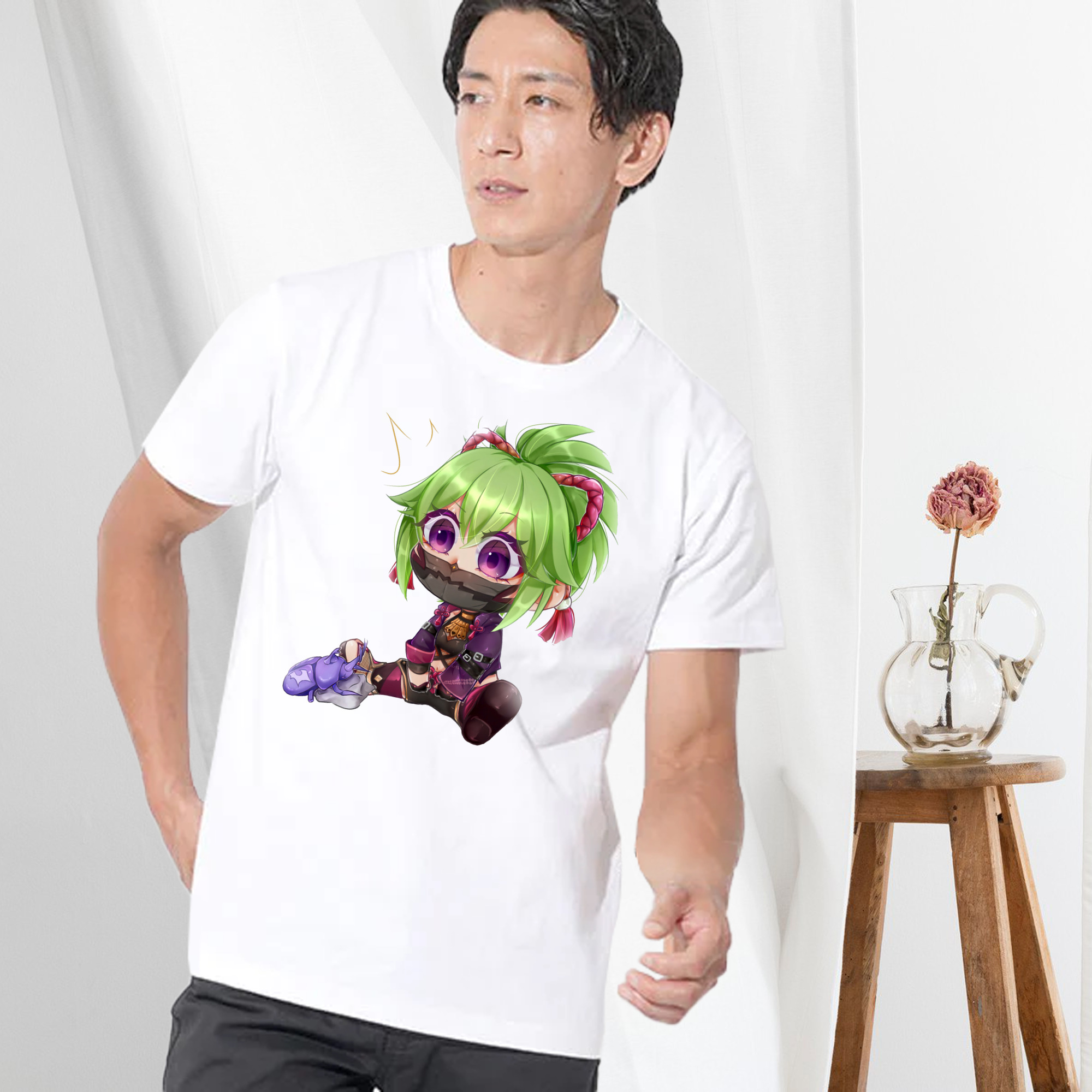 げんし神  久岐忍 くき しのぶ genshin Kuki Shinobu 綿100％半袖Tシャツ（フロントプリント）