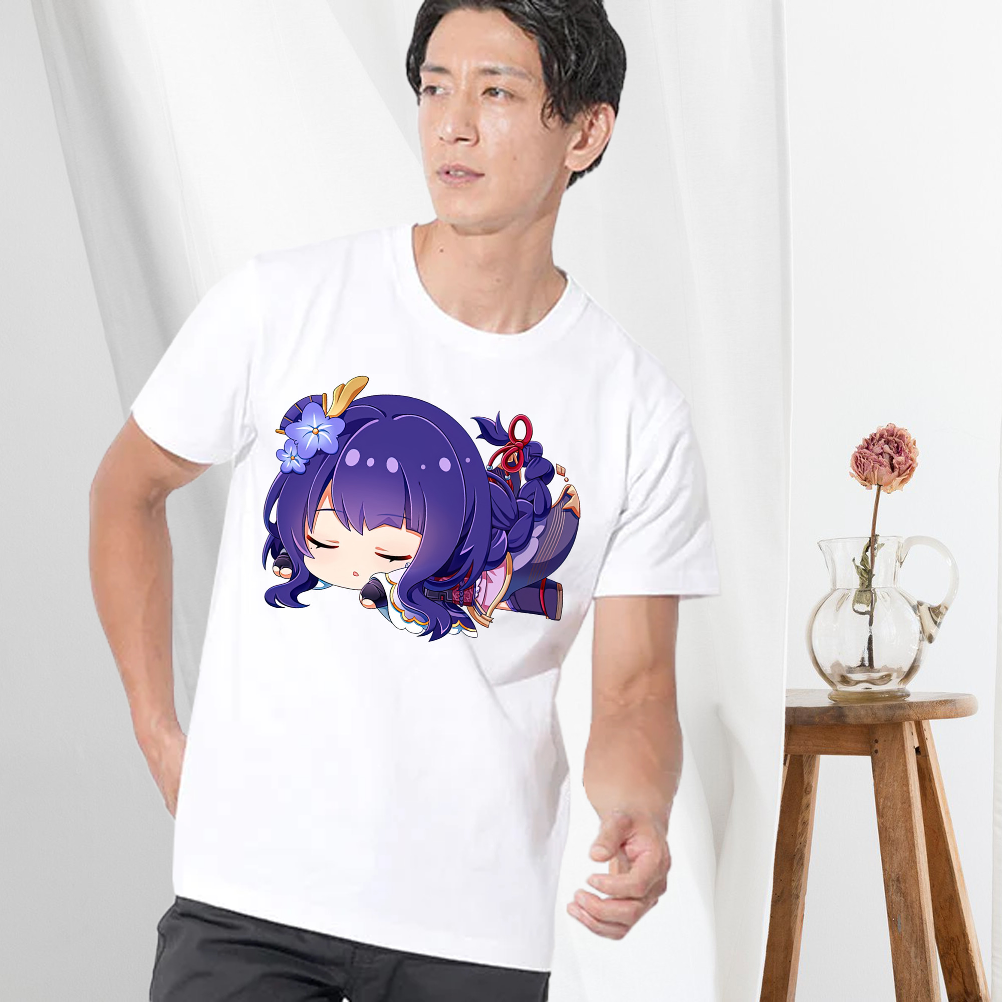 げんし神 雷電将軍 らいでんしょうぐん genshin Raiden Shogun 綿100％半袖Tシャツ（フロントプリント）