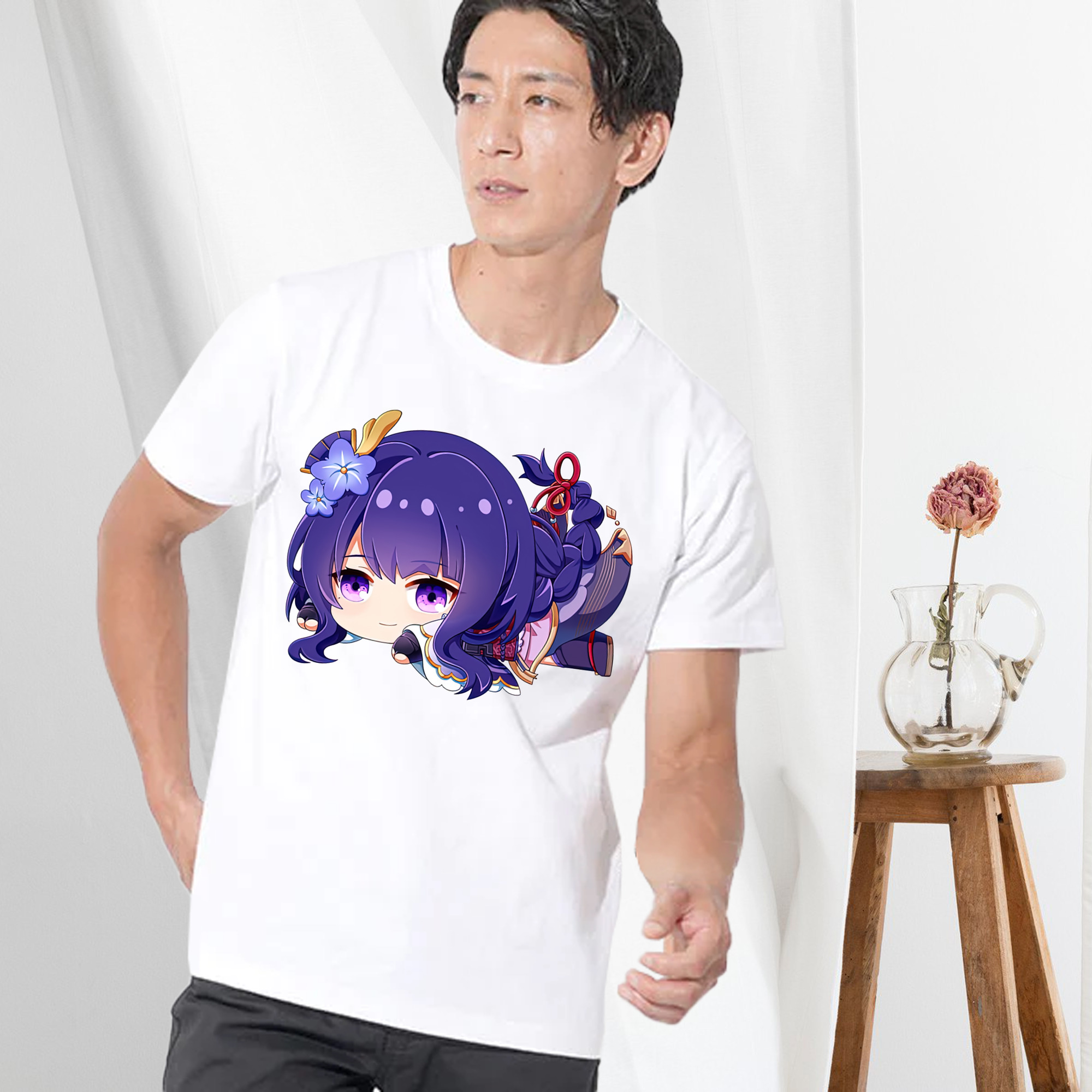げんし神 雷電将軍 らいでんしょうぐん genshin Raiden Shogun 綿100％半袖Tシャツ（フロントプリント）