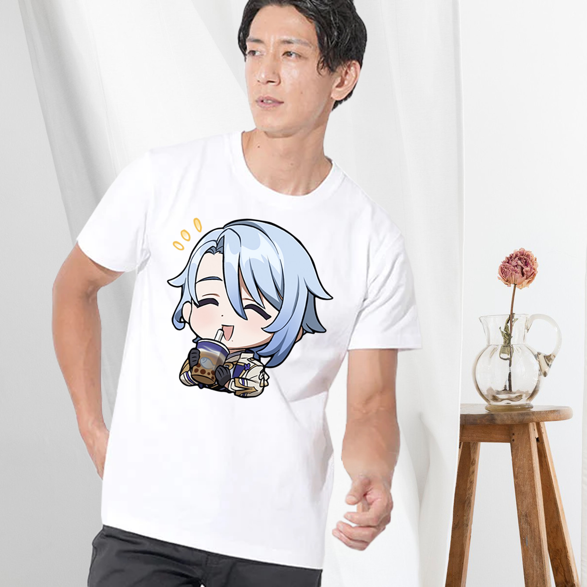 げんし神 神里綾人 かみさとあやと genshin Kamisato Ayato 綿100％半袖Tシャツ（フロントプリント）