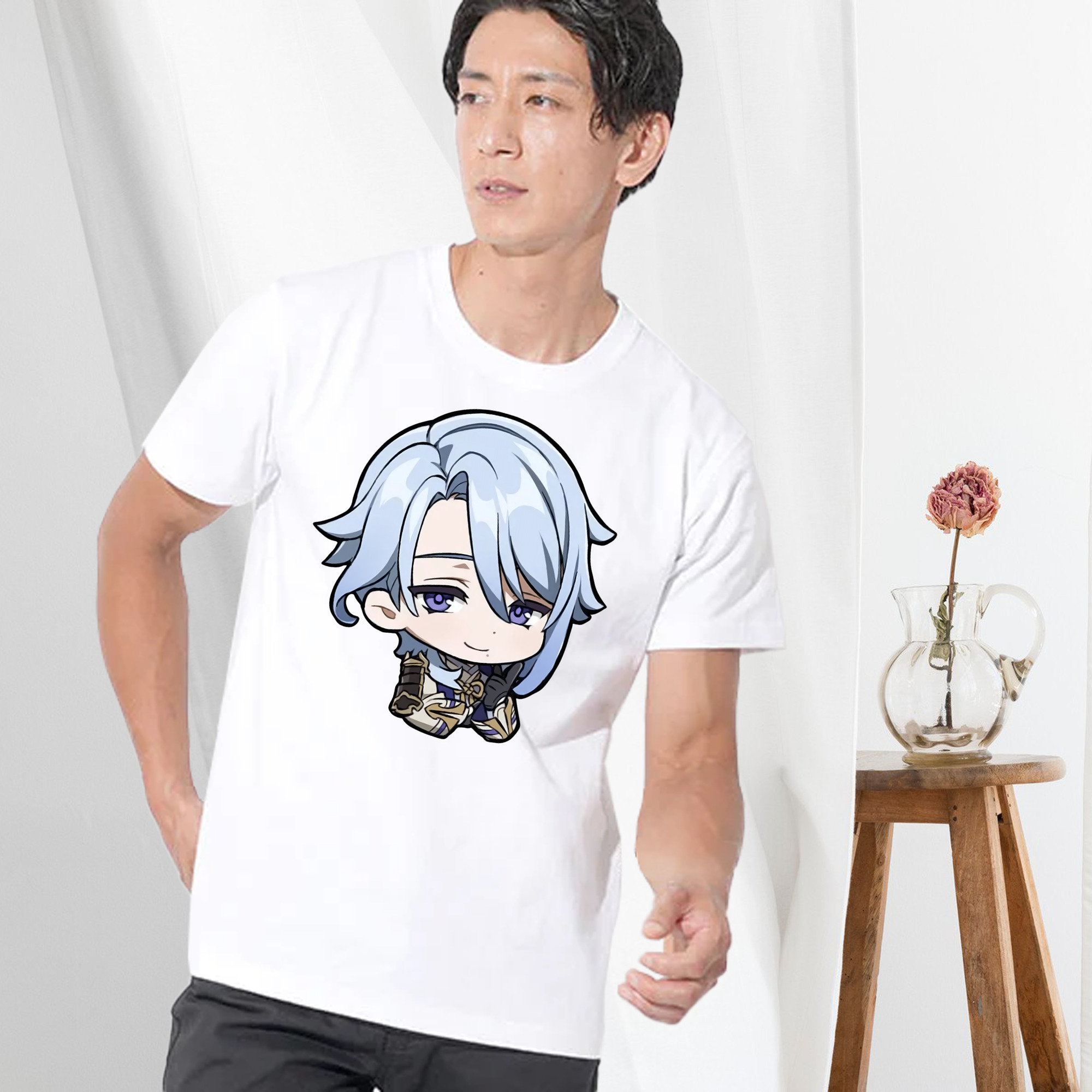 げんし神 神里綾人 かみさとあやと genshin Kamisato Ayato 綿100％半袖Tシャツ（フロントプリント）