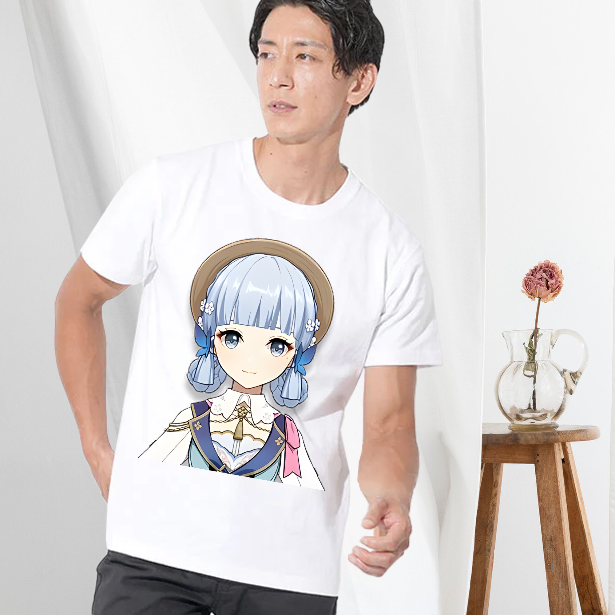 げんし神 神里綾華 神宮寺レン genshin Kamimiya Ren 綿100％半袖Tシャツ（フロントプリント）