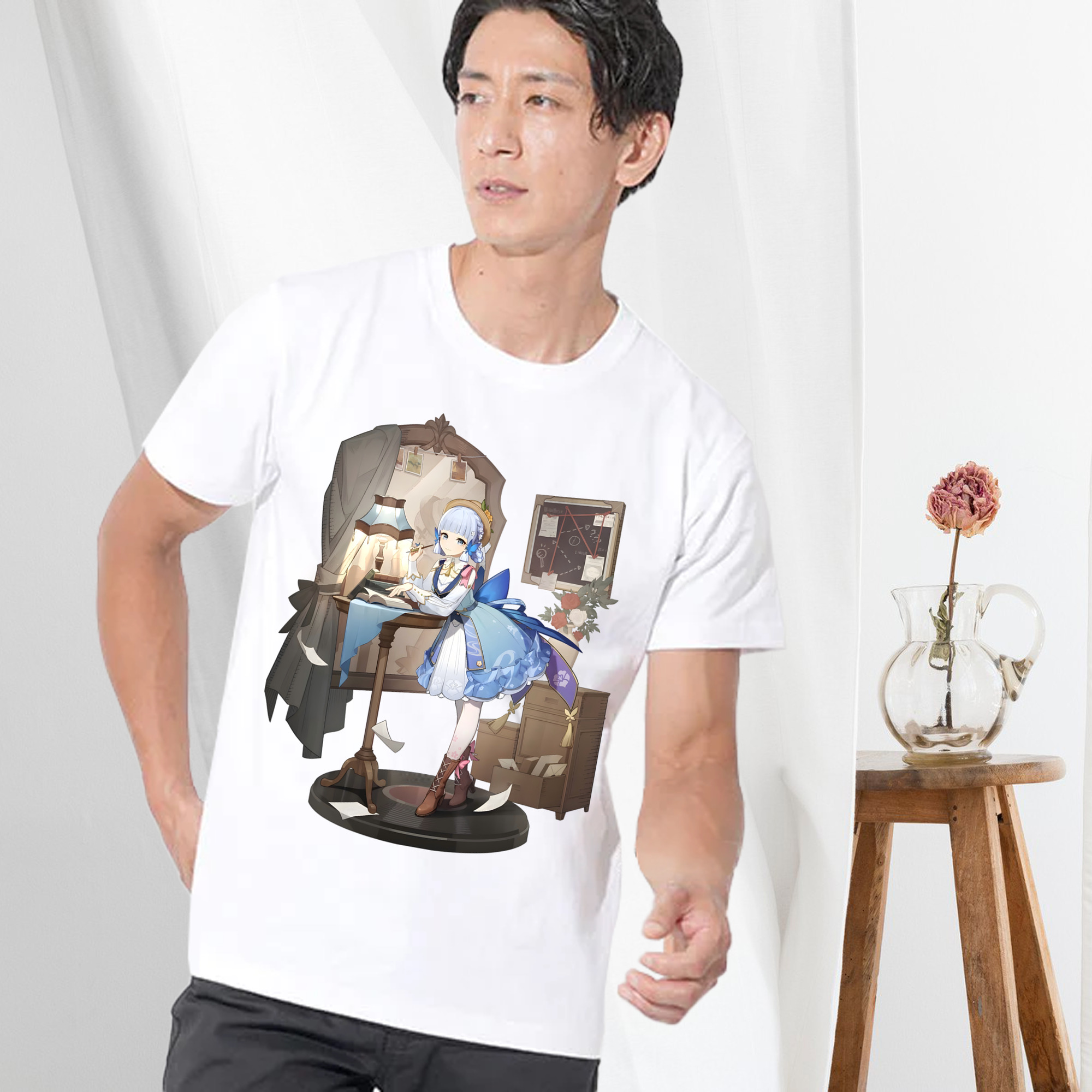 げんし神 神里綾華 神宮寺レン genshin Kamimiya Ren 綿100％半袖Tシャツ（フロントプリント）